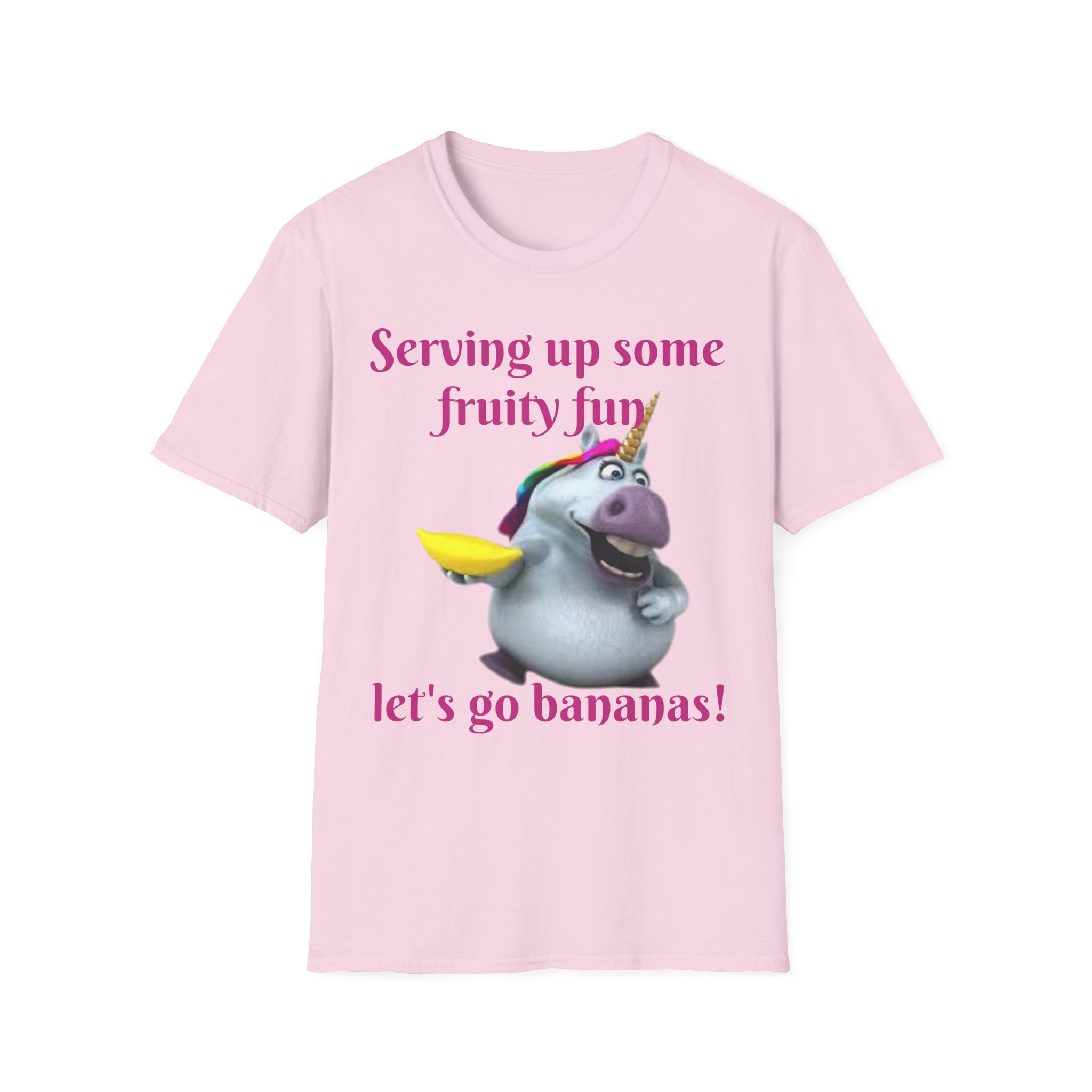 Serving Up Some Fruity Fun Let's Go Bananas Unicorn Unisex Softstyle T-Shirt