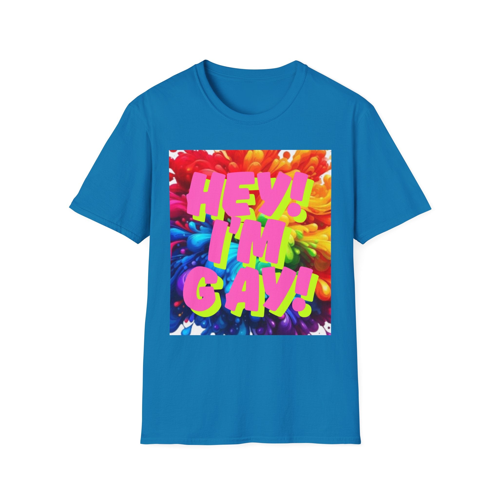 Hey I'm Gay! Heart Unisex Softstyle T-Shirt