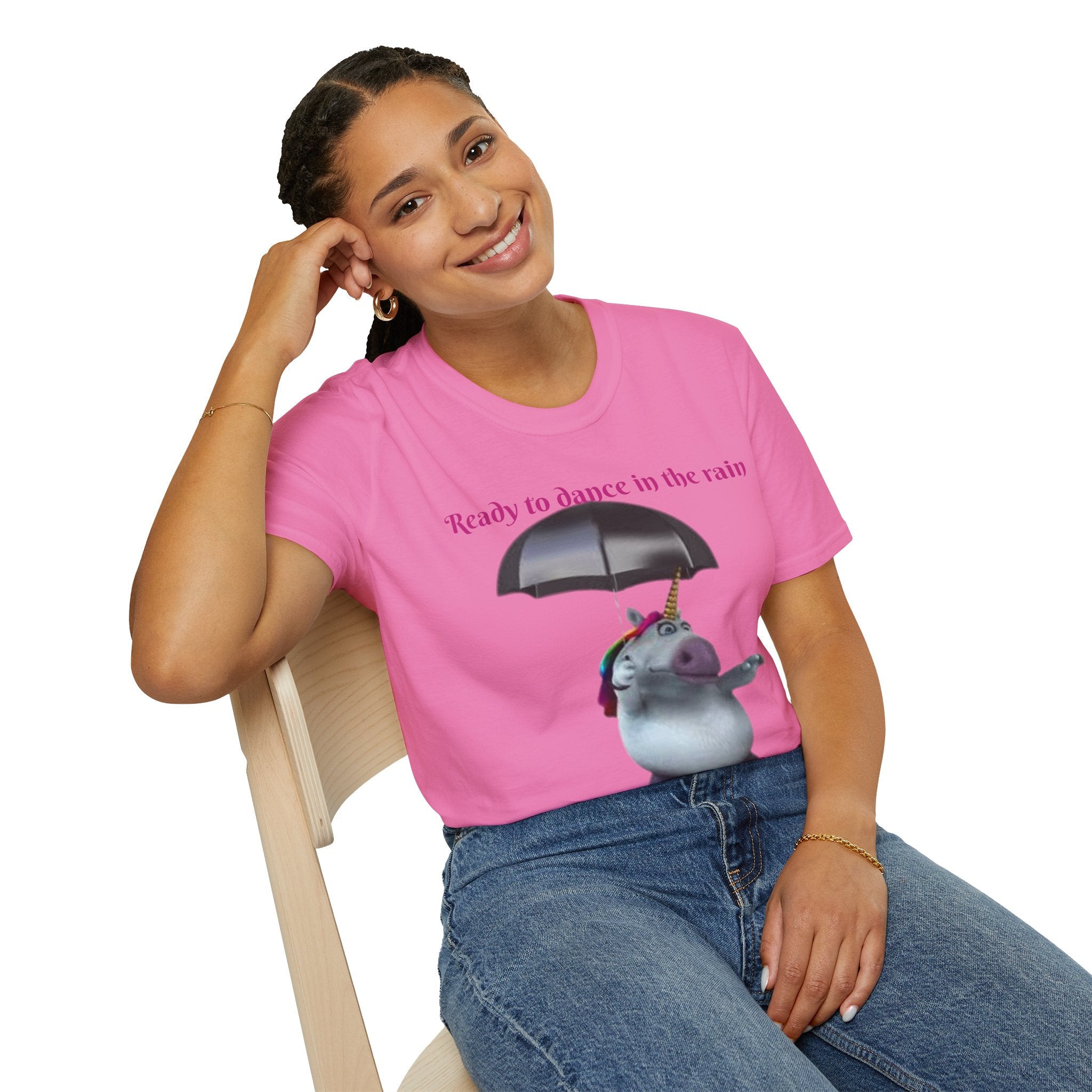 Ready to Dance In The Rain With A Splash Of Style Unicorn Unisex Softstyle T-Shirt