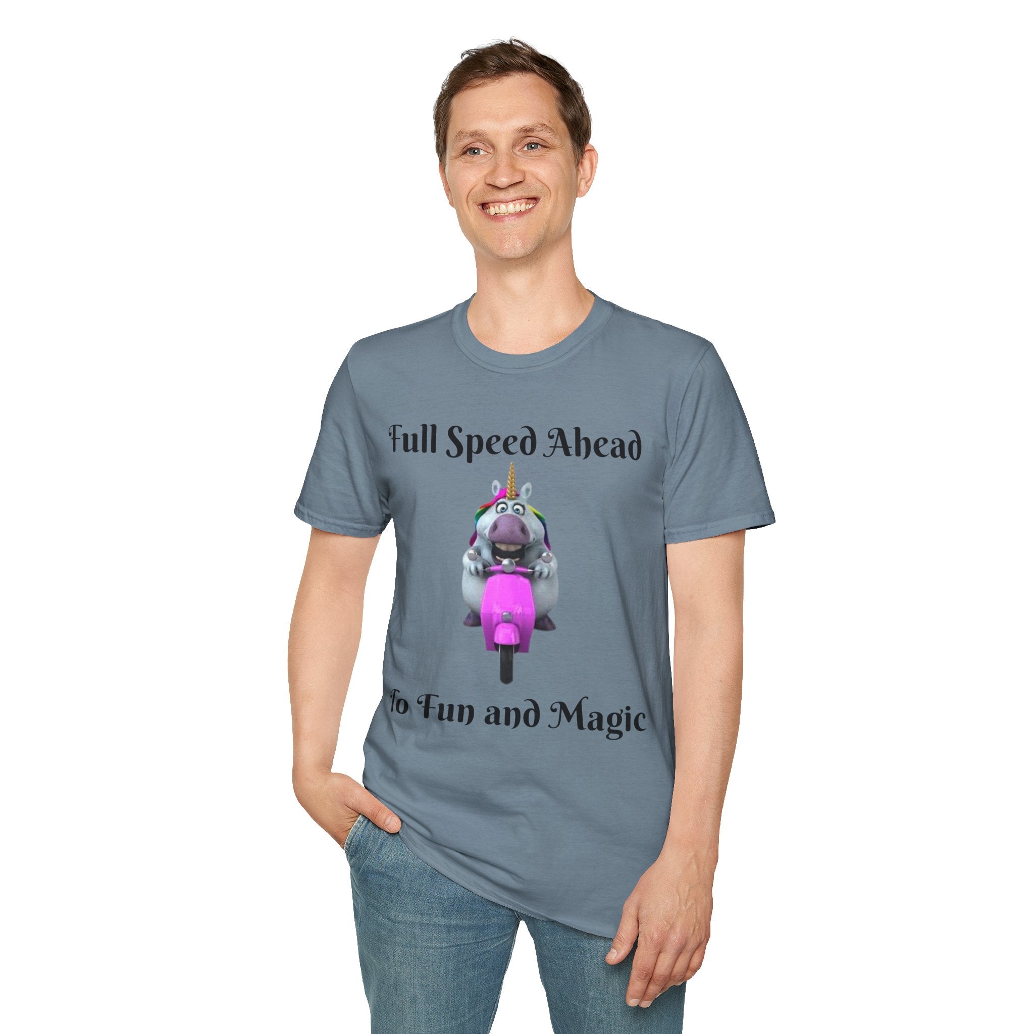 Full Speed Ahead To Fun And Magic Unicorn Unisex Softstyle T-Shirt