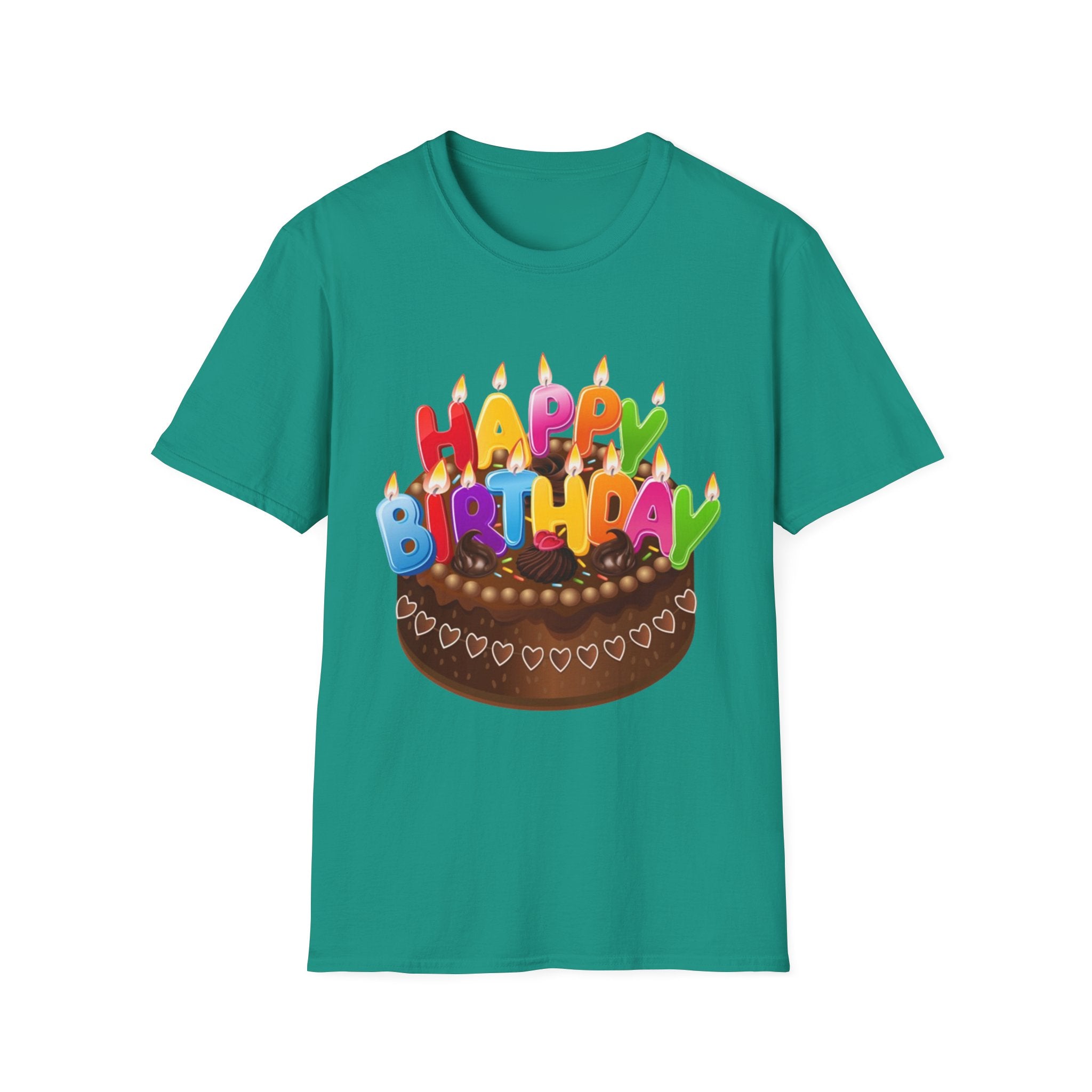 Happy Birthday Cake Unisex Softstyle T-Shirt Personalize It!