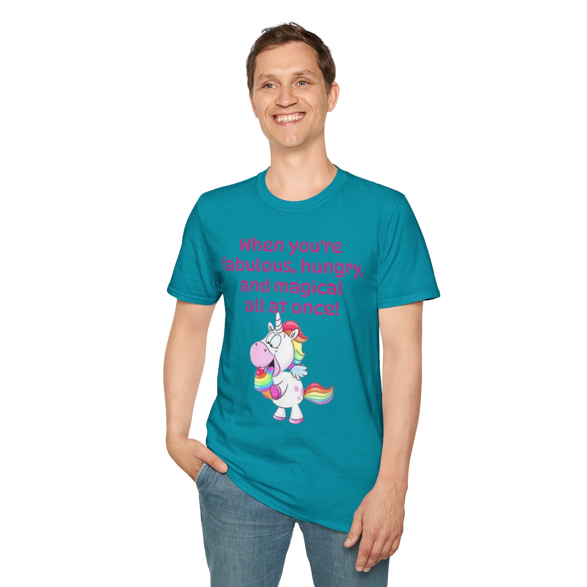 When You're Fabulous, Hungry, And Magical All At Once! Unicorn Unisex Softstyle T-Shirt