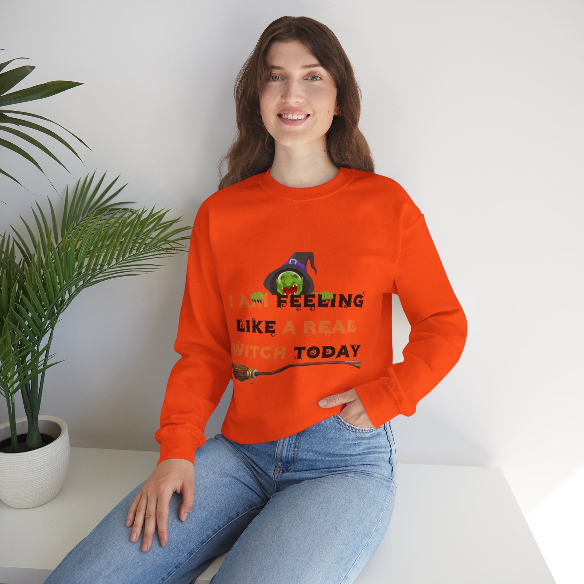 I Am Feeling Like A Real Witch Today Unisex Heavy Blend™ Crewneck Sweatshirt