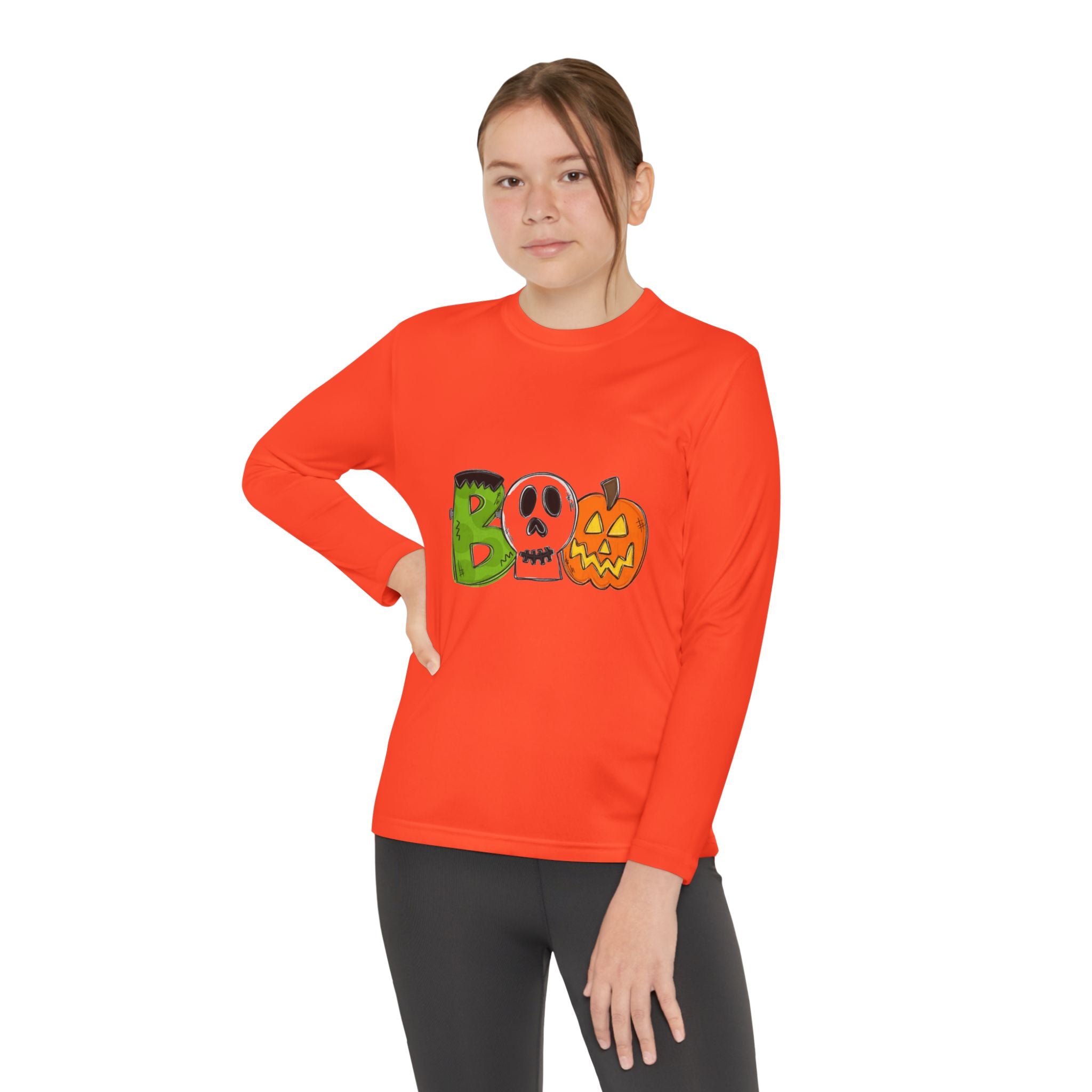 Youth Halloween Boo Long Sleeve Competitor T-Shirt