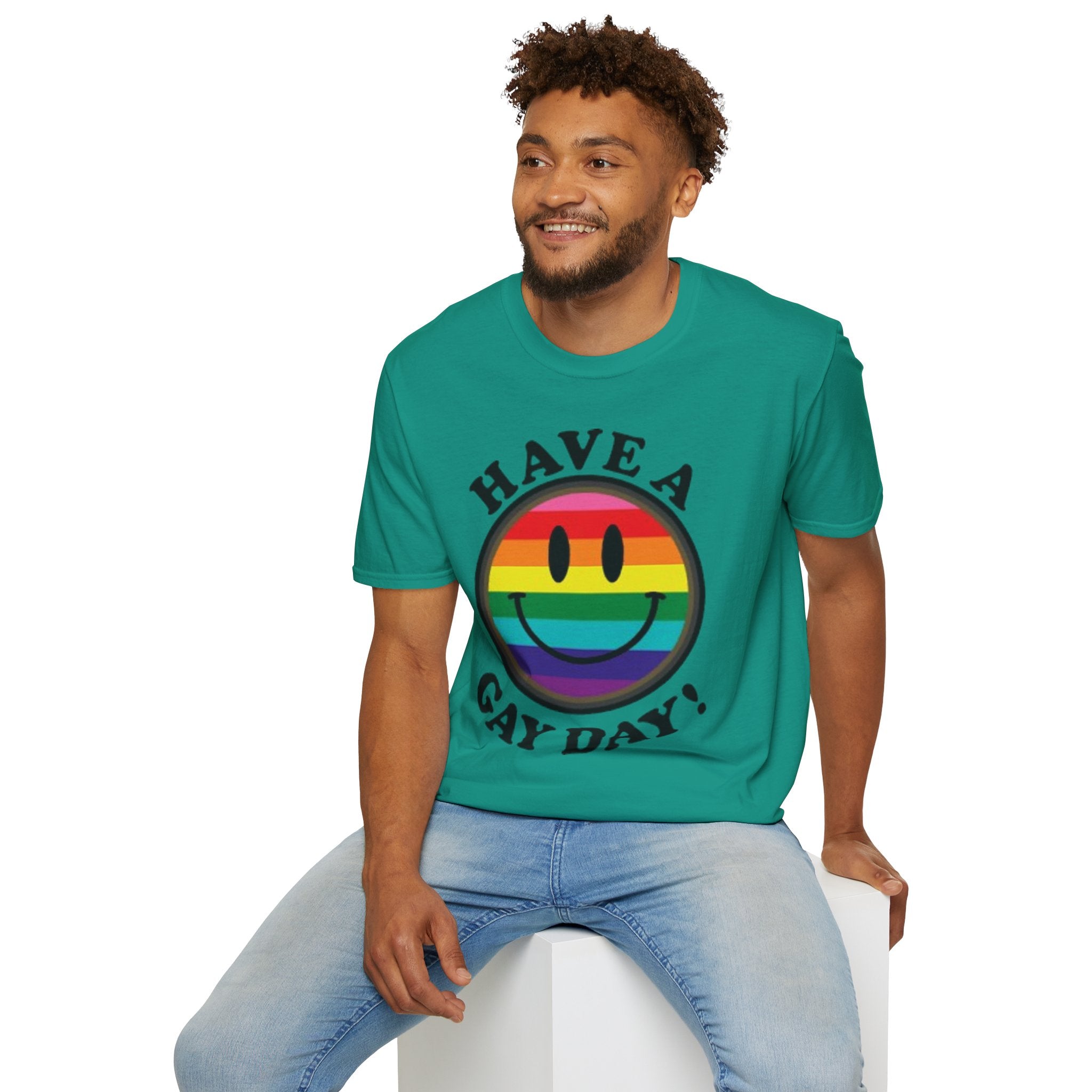 Have A Gay Day Rainbow Smile Unisex Softstyle T-Shirt