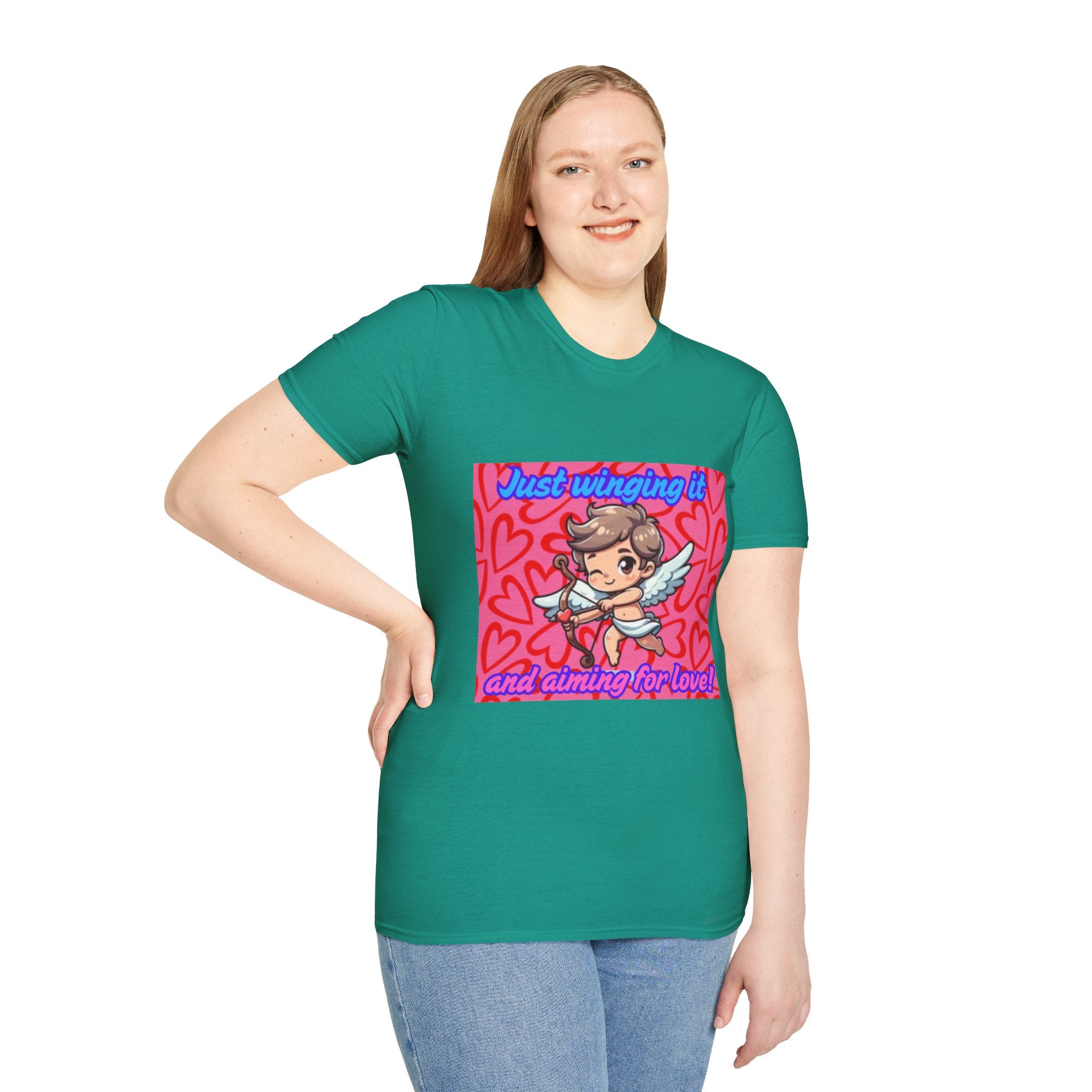 Just Winging It And Aiming For Love Unisex Softstyle T-Shirt