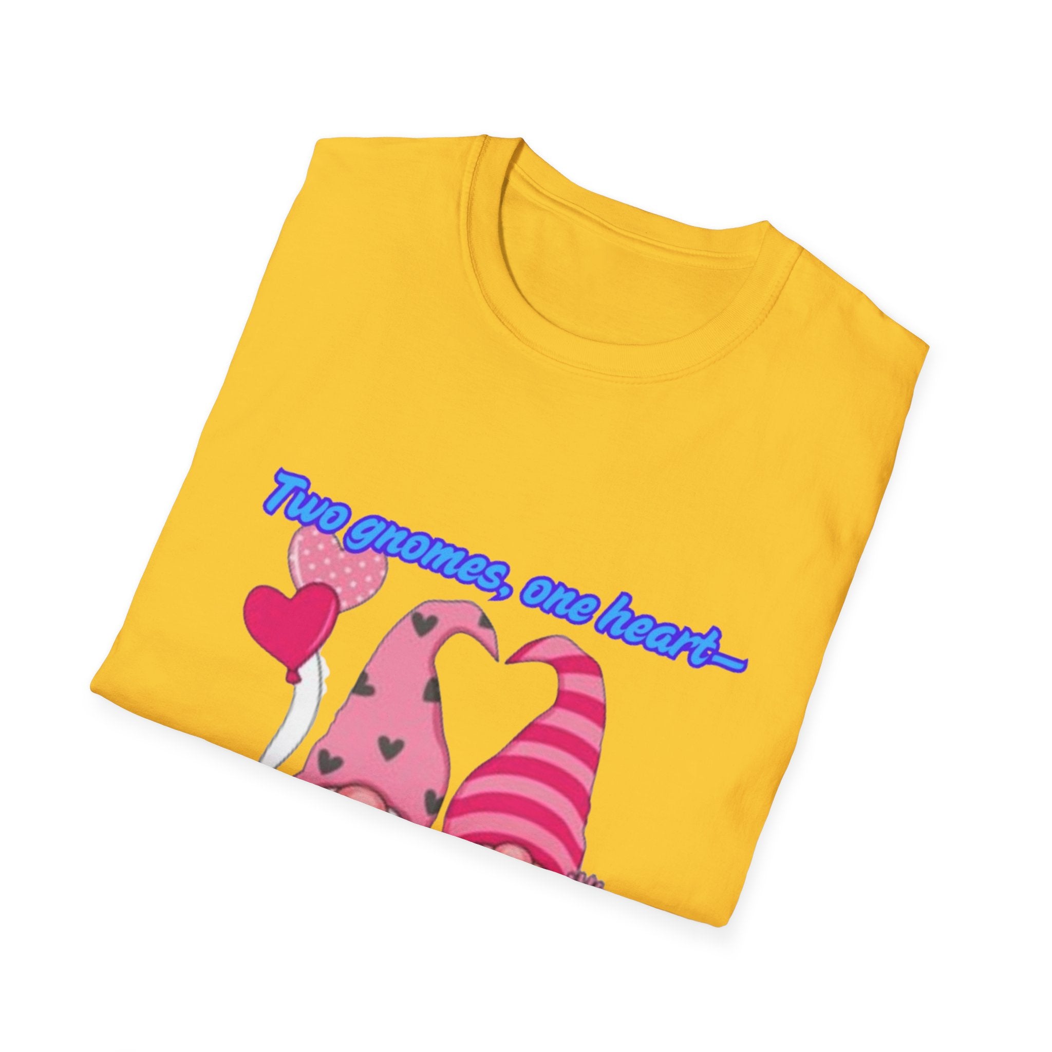 Two Gnomes, One Heart- Let's Make Love Grow Wild Unisex Softstyle T-Shirt