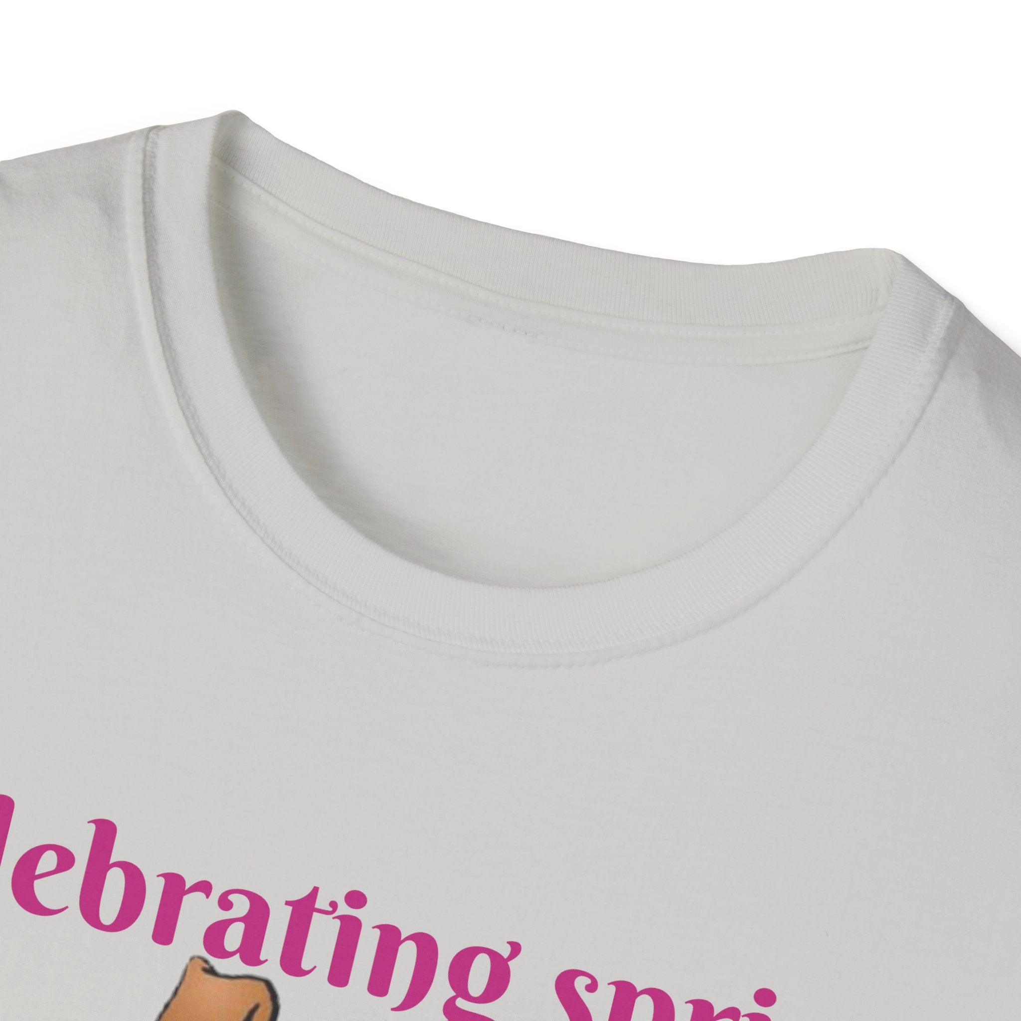 Celebrating Spring With Flowers And Friends Bunny Unisex Softstyle T-Shirt