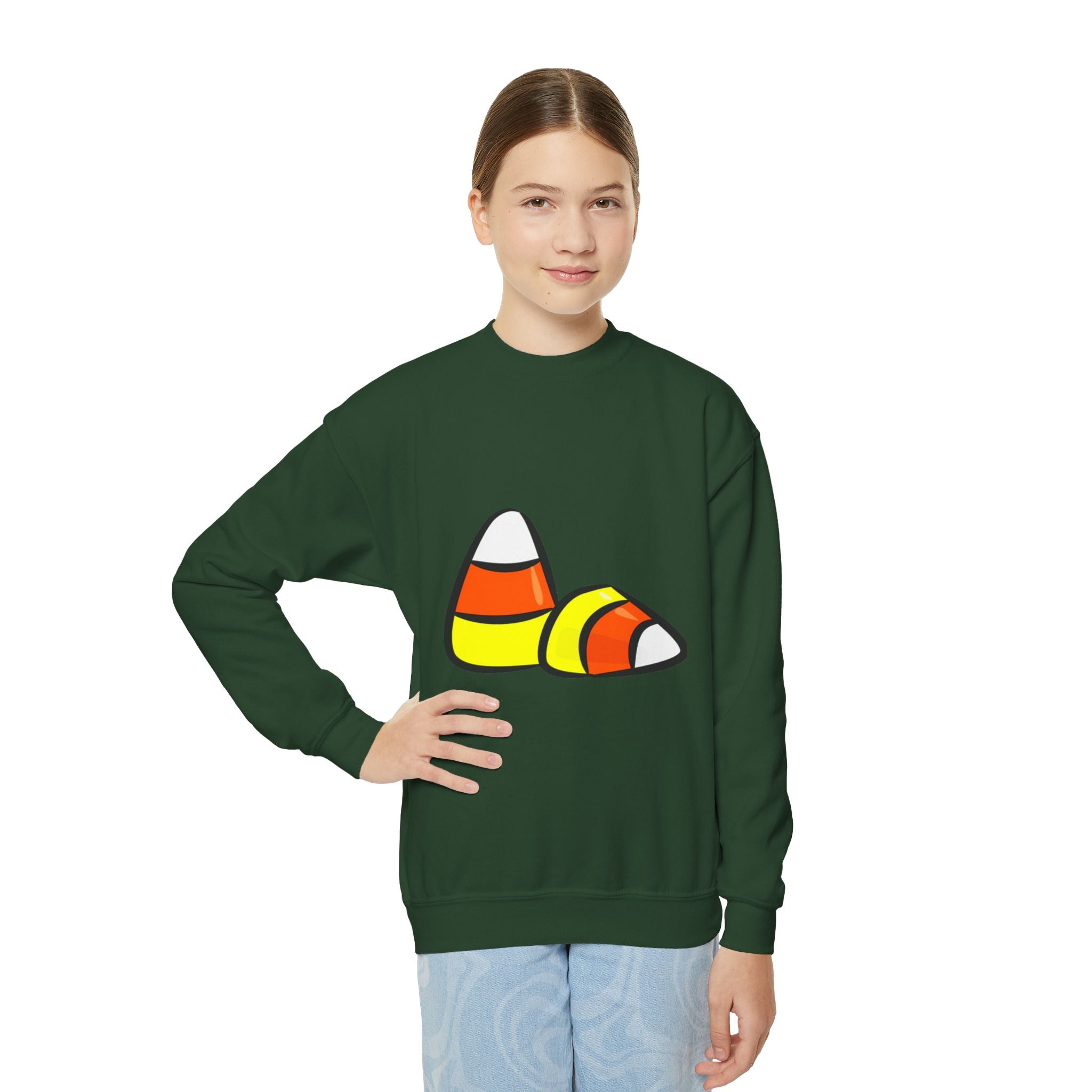 Halloween Candy Corn Youth Crewneck Sweatshirt