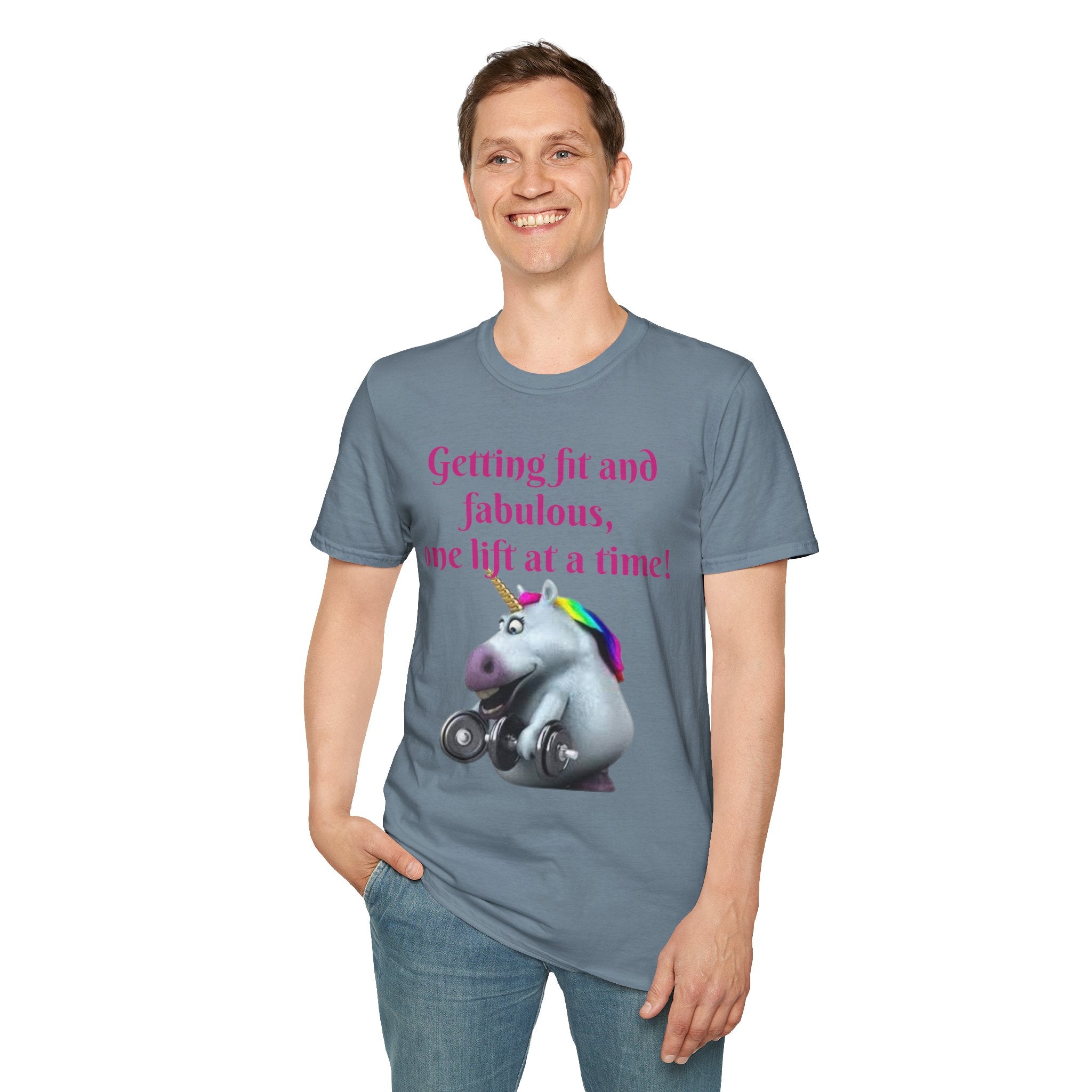 Getting Fit And Fabulous, One Lift At A Time! Unicorn Unisex T-Shirt