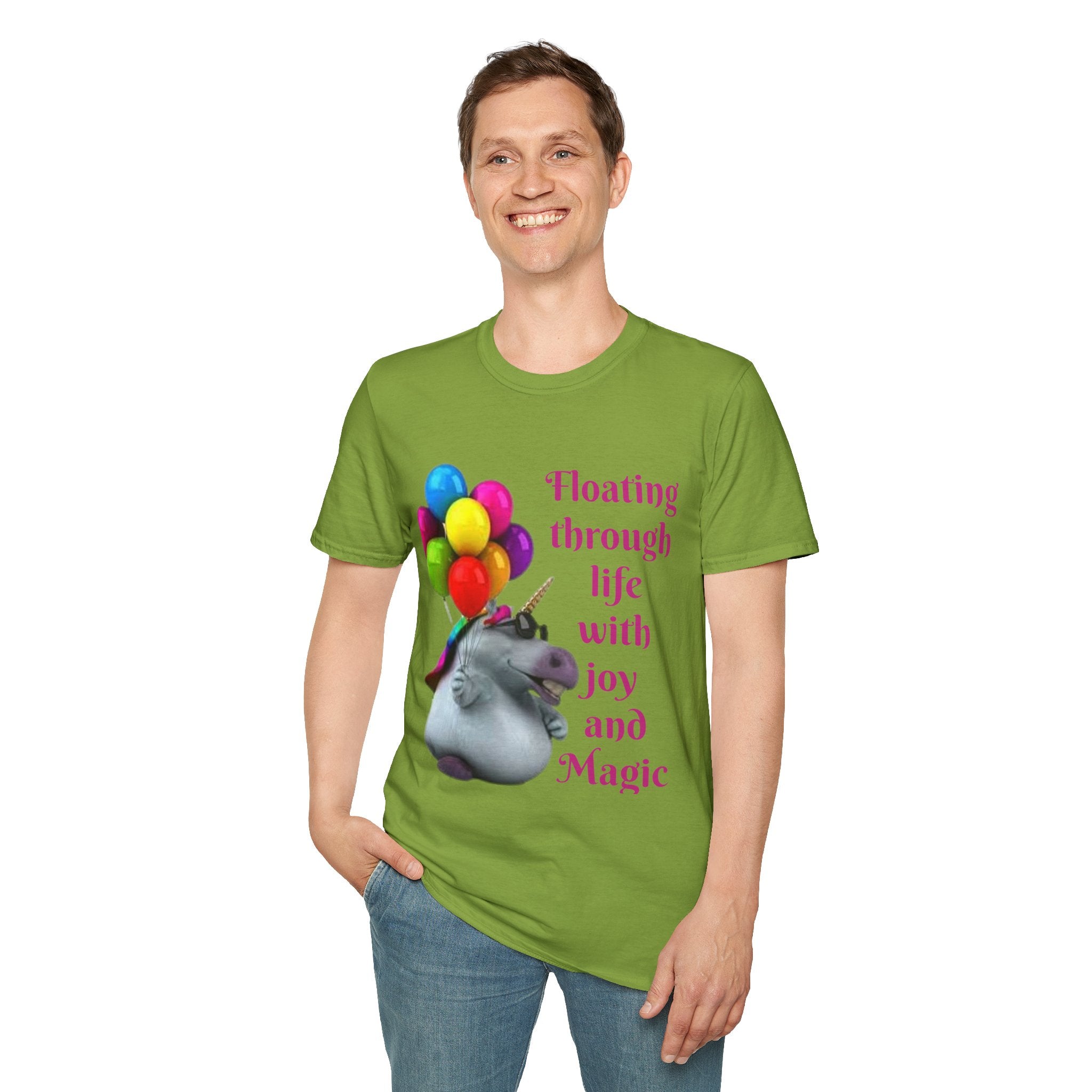 Floating Through Life With Joy And Magic Unicorn Unisex Softstyle T-Shirt