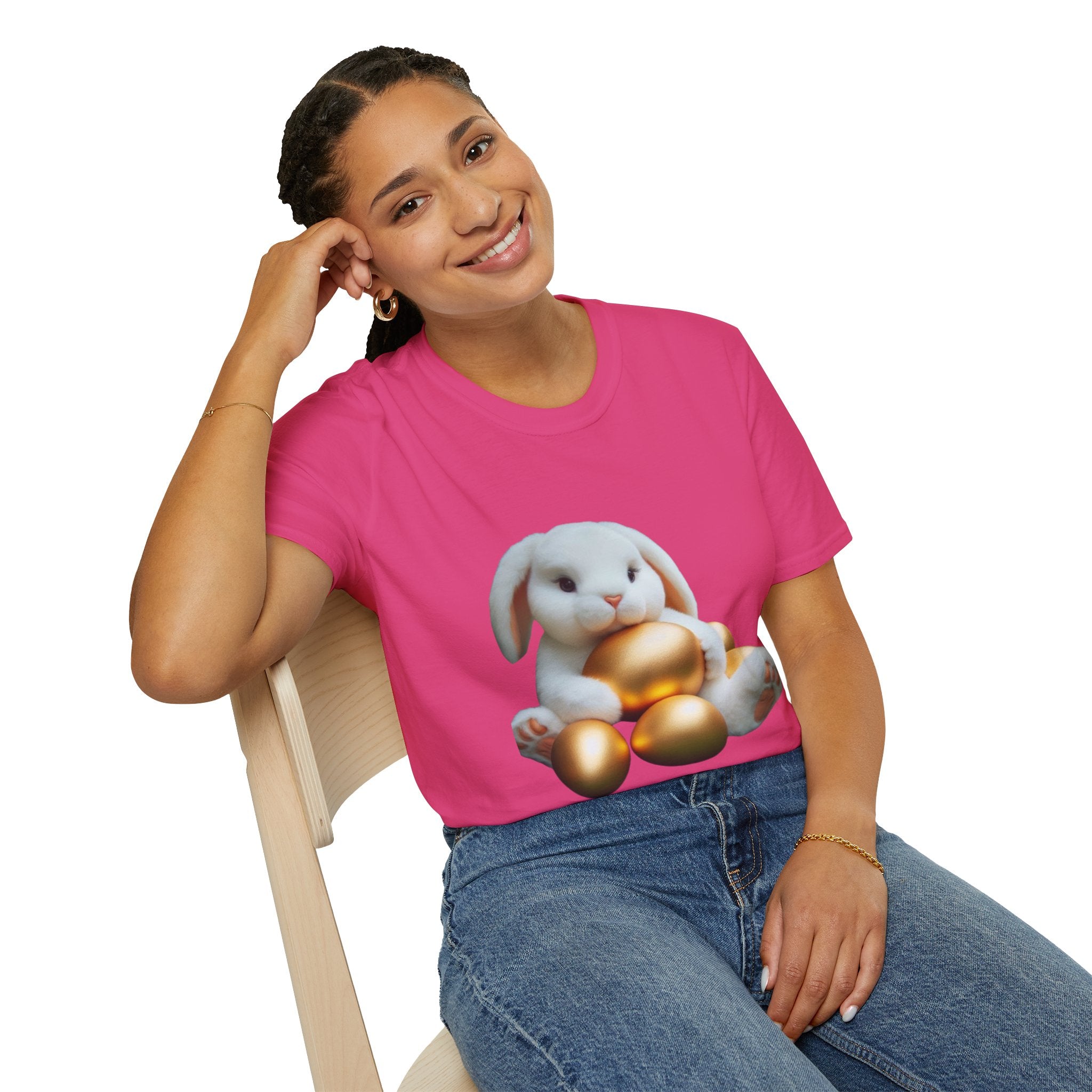 Easter Bunny And His Golden Eggs Unisex Softstyle T-Shirt
