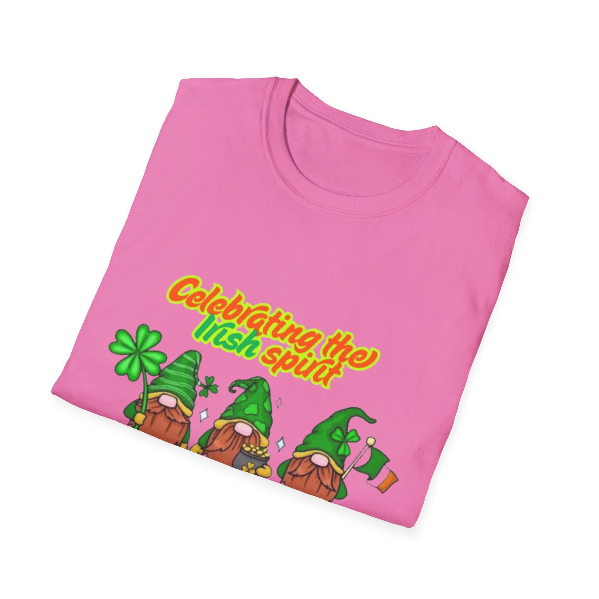 Celebrating the Irish Spirit One Gnome At A Time Unisex Softstyle T-Shirt