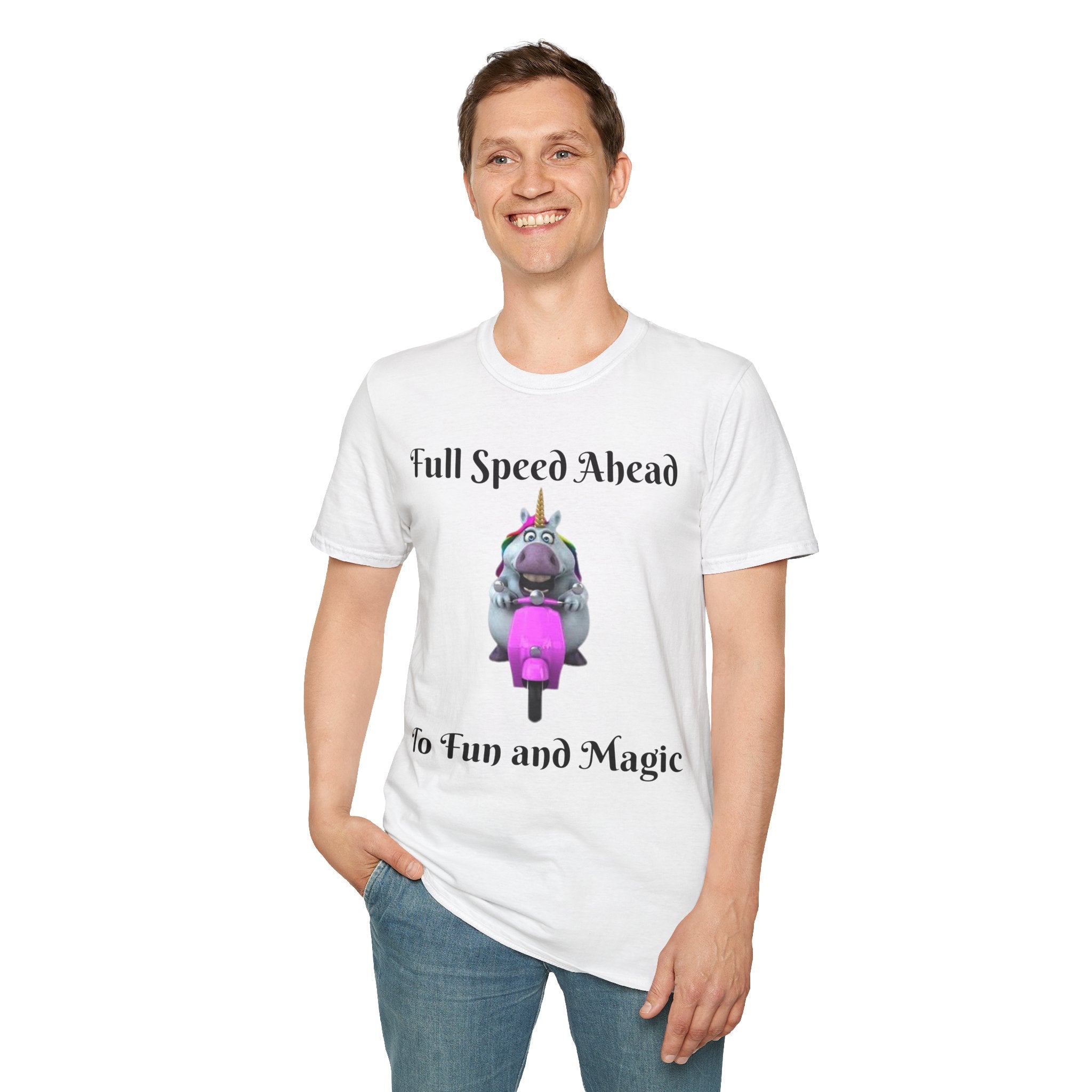 Full Speed Ahead To Fun And Magic Unicorn Unisex Softstyle T-Shirt