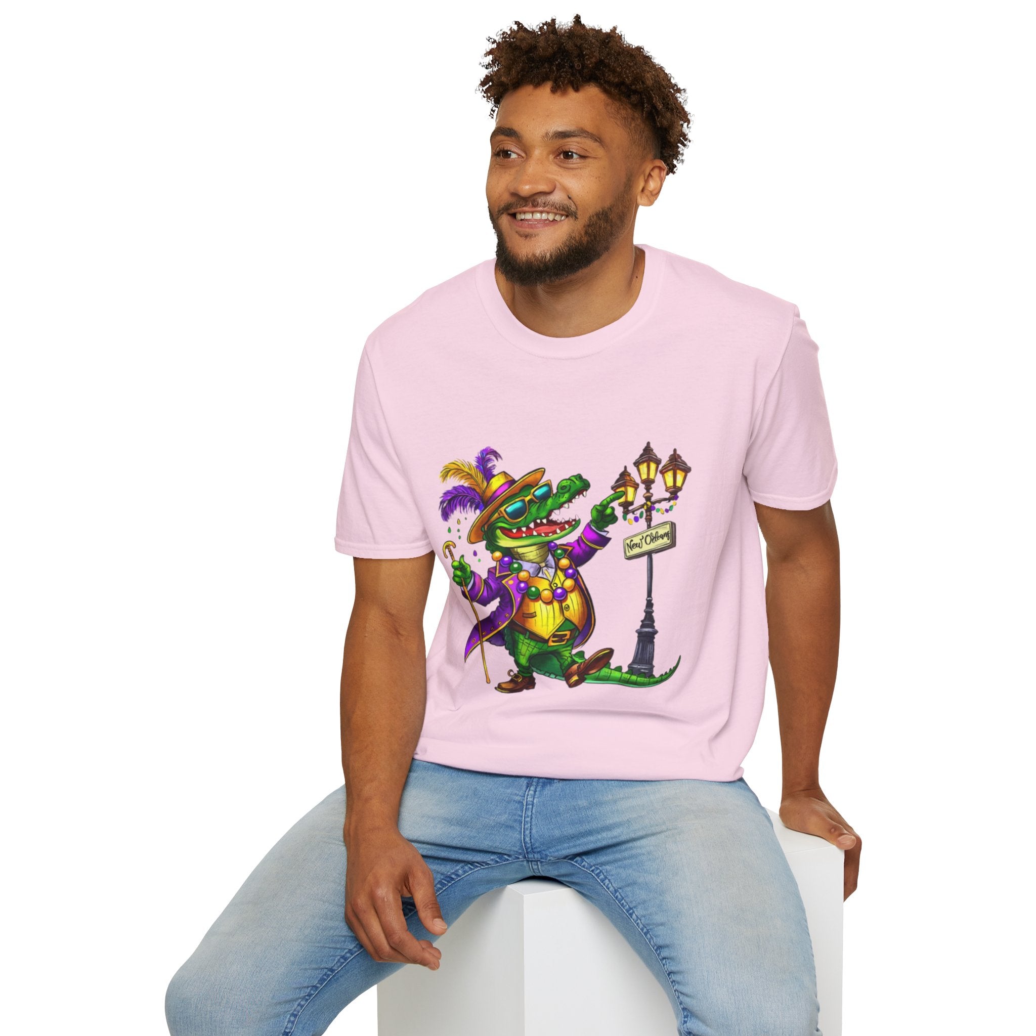 Mardi Gras Gator Unisex Softstyle T-Shirt