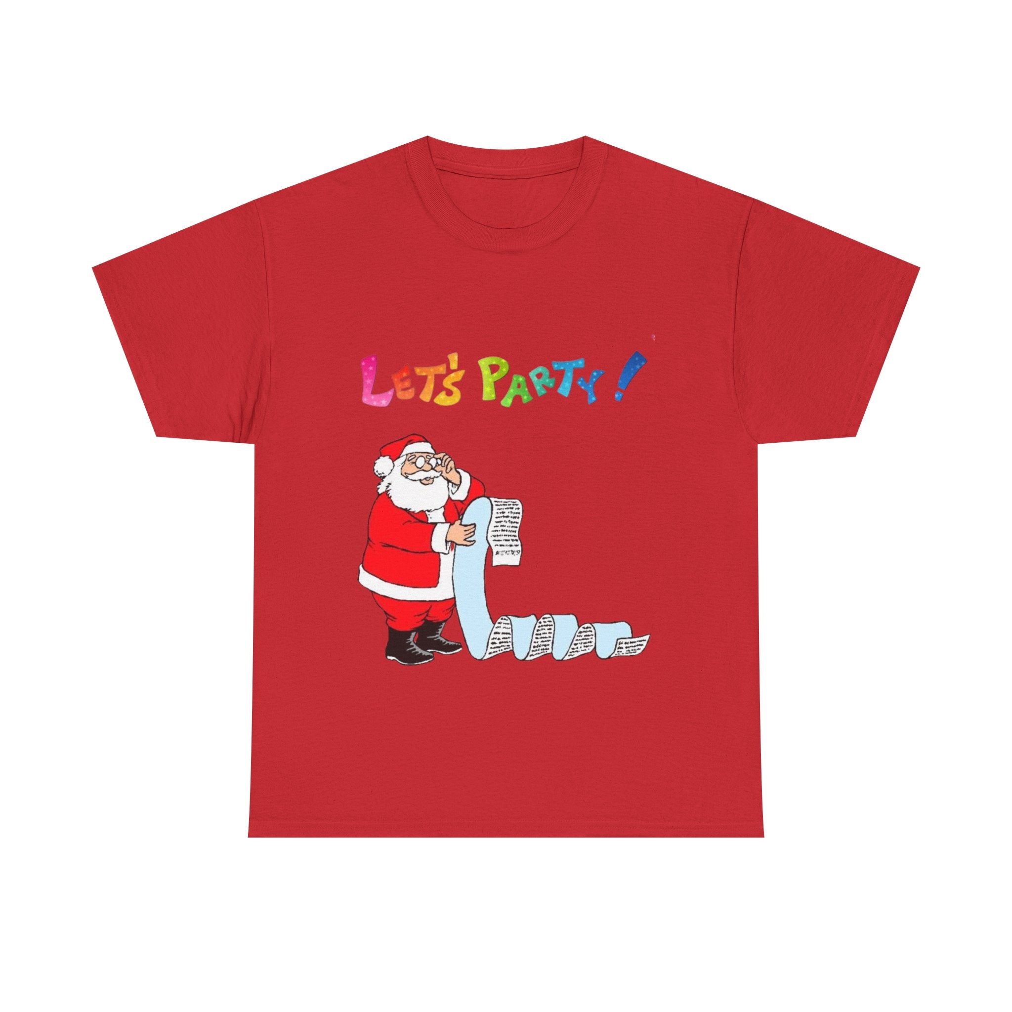 Let's Party! Santa Checking His List Unisex Heavy Cotton T-Shirt