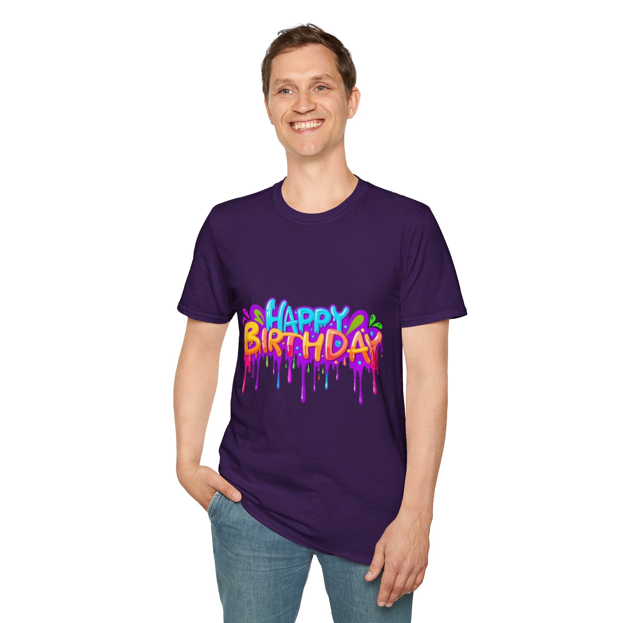 Happy Birthday Unisex Softstyle Short Sleeve T-Shirt Personalize It!