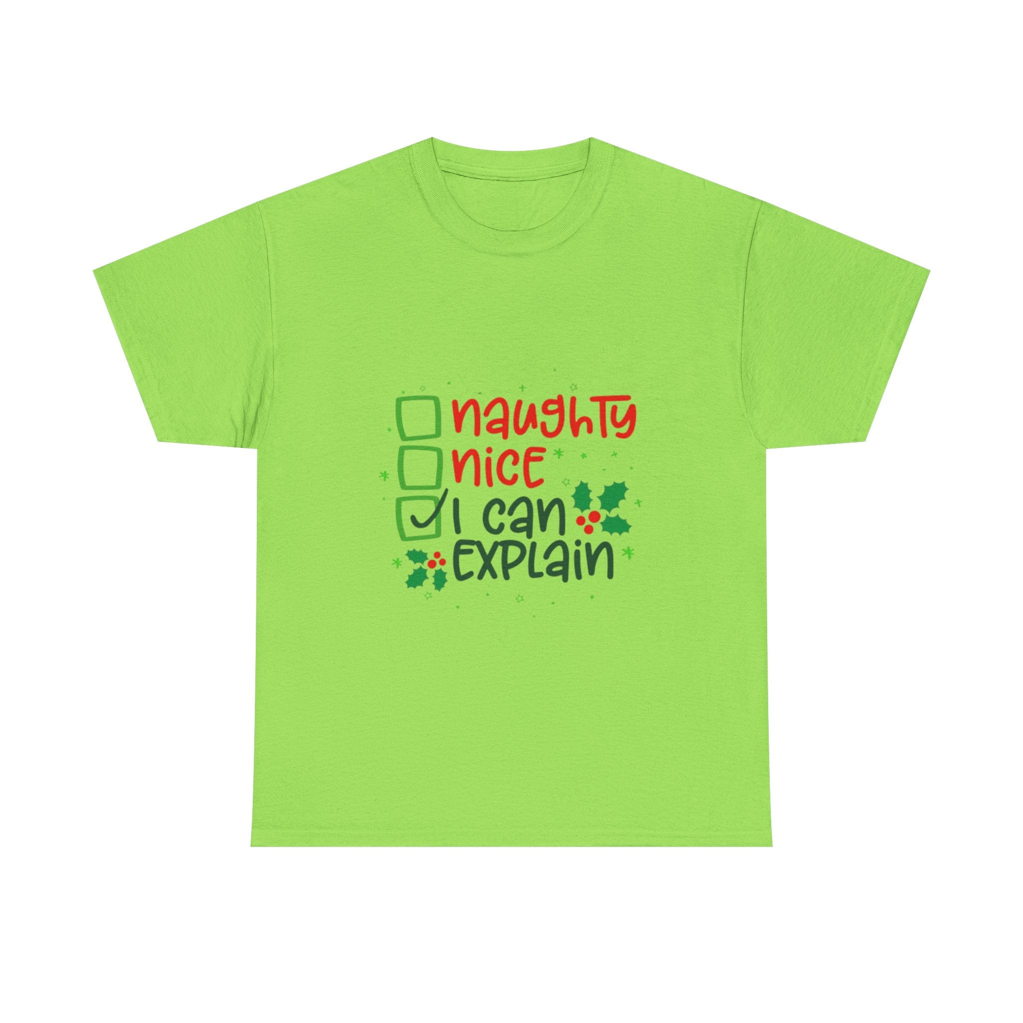 Naughty, Nice, I Can Explain Unisex Heavy Cotton T-Shirt