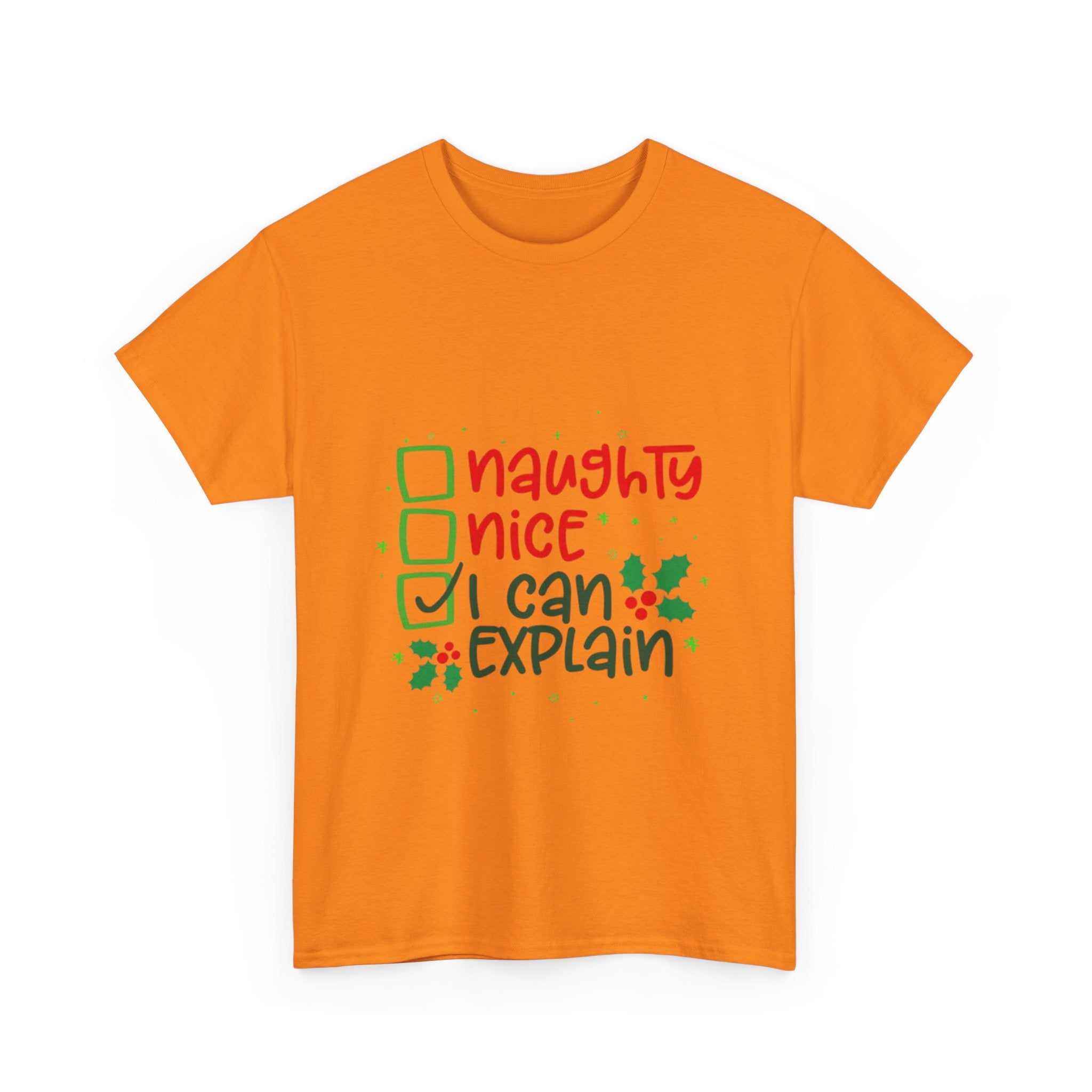 Naughty, Nice, I Can Explain Unisex Heavy Cotton T-Shirt