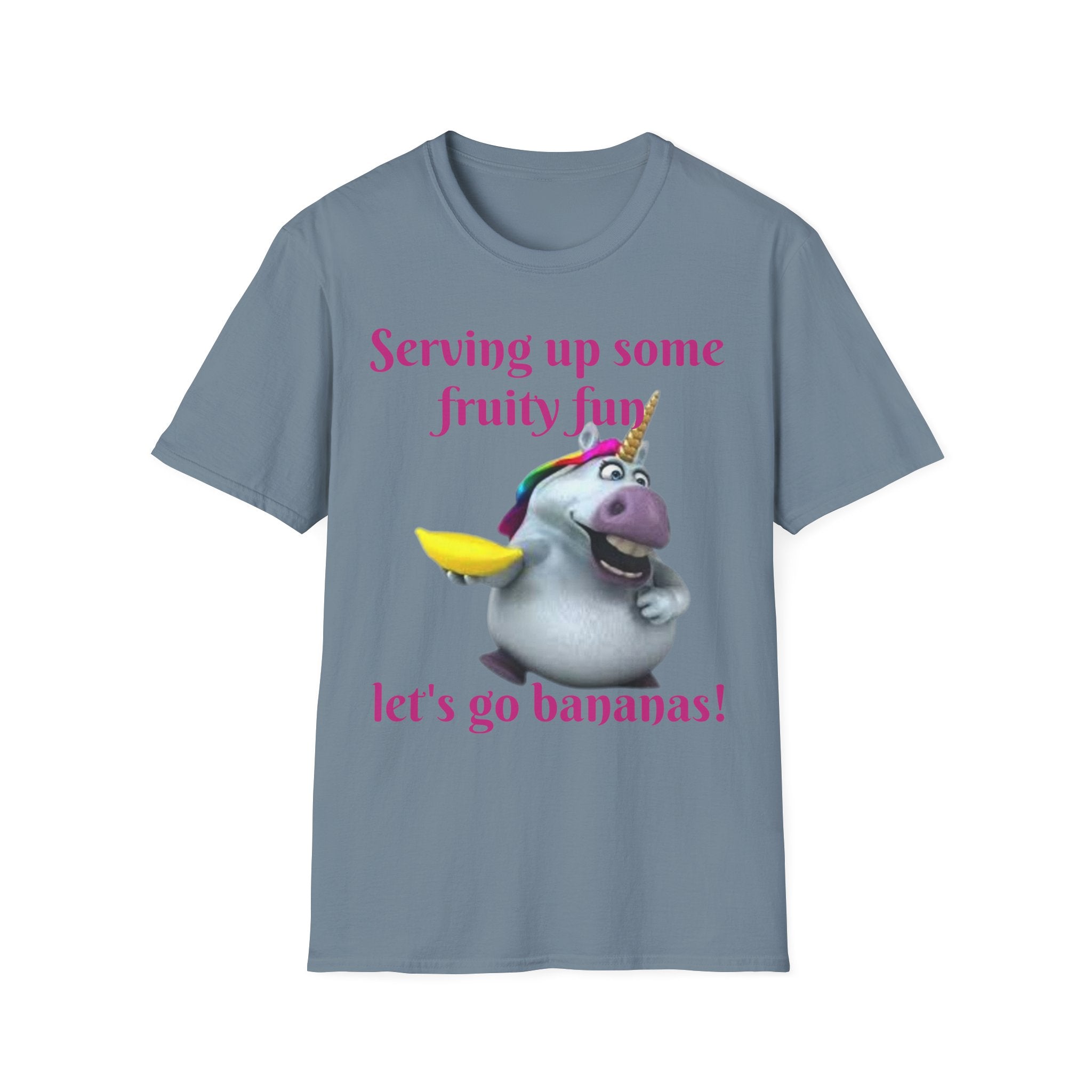 Serving Up Some Fruity Fun Let's Go Bananas Unicorn Unisex Softstyle T-Shirt