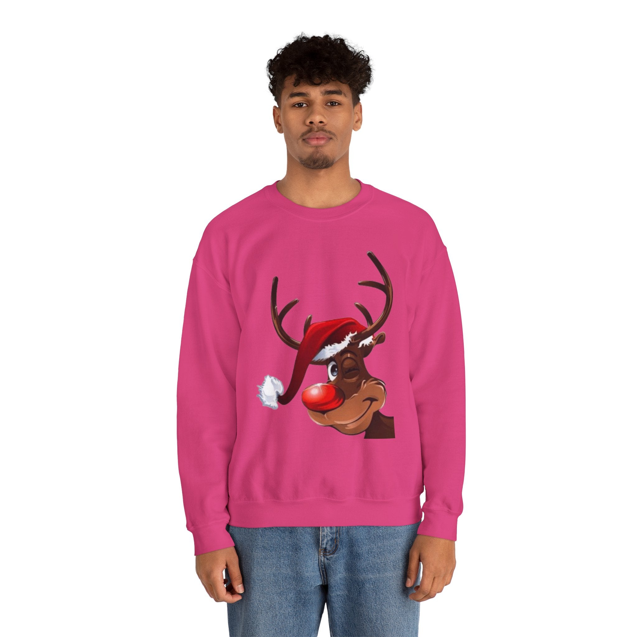 Festive Reindeer Unisex Heavy Blend™ Crewneck Sweatshirt