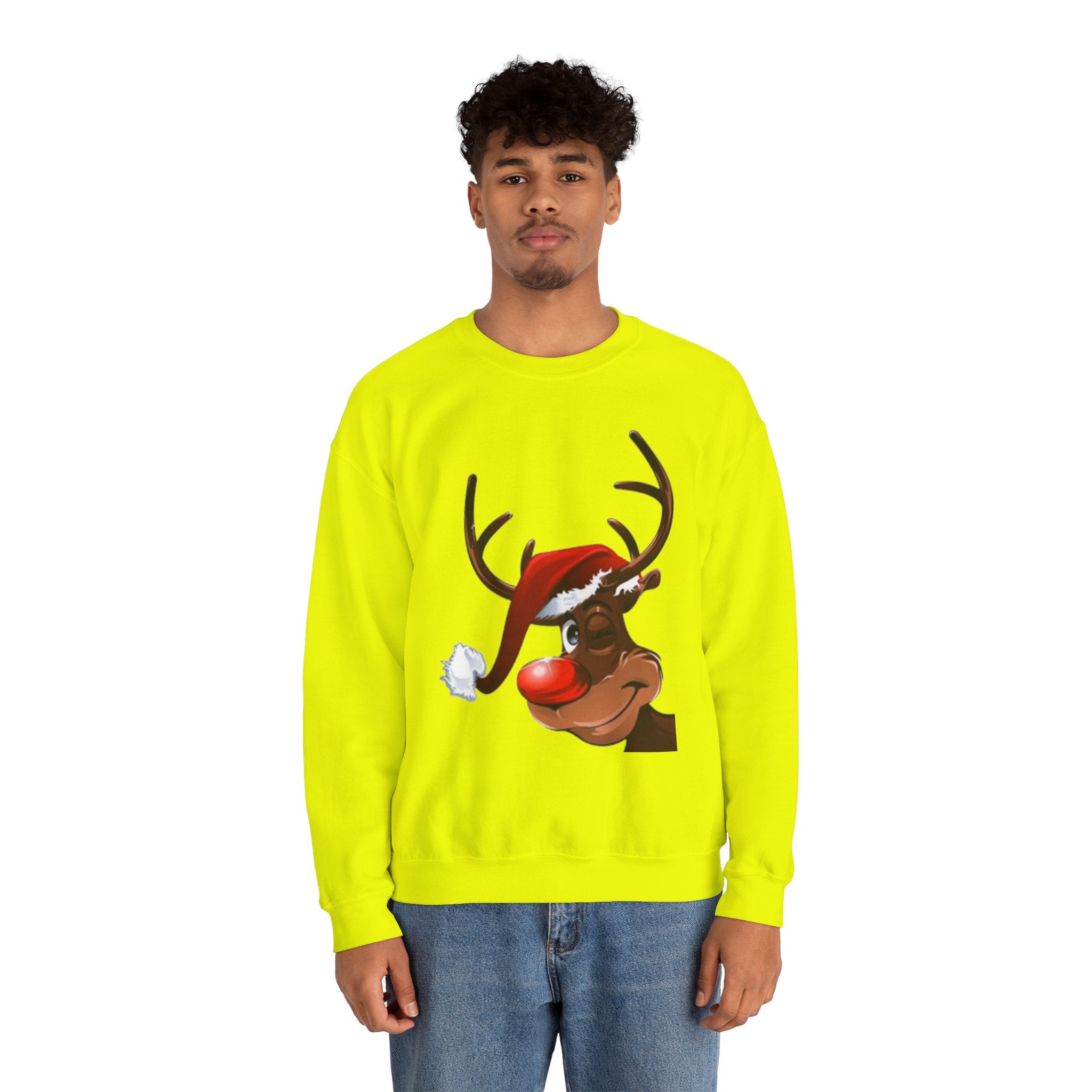Festive Reindeer Unisex Heavy Blend™ Crewneck Sweatshirt