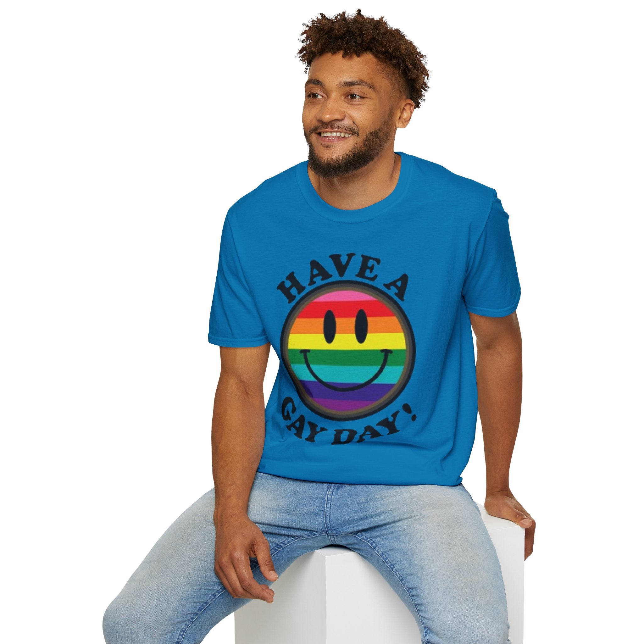 Have A Gay Day Rainbow Smile Unisex Softstyle T-Shirt