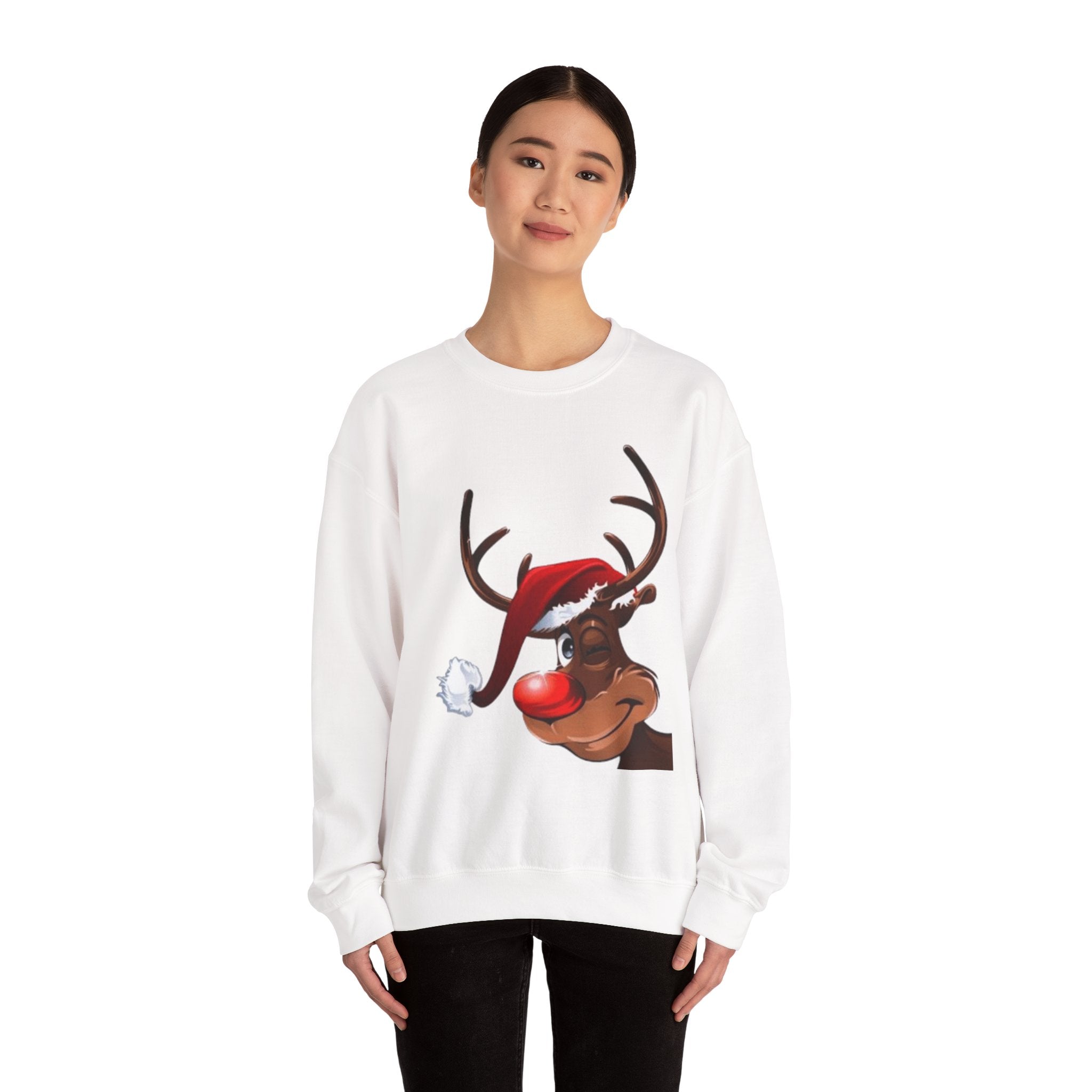 Festive Reindeer Unisex Heavy Blend™ Crewneck Sweatshirt