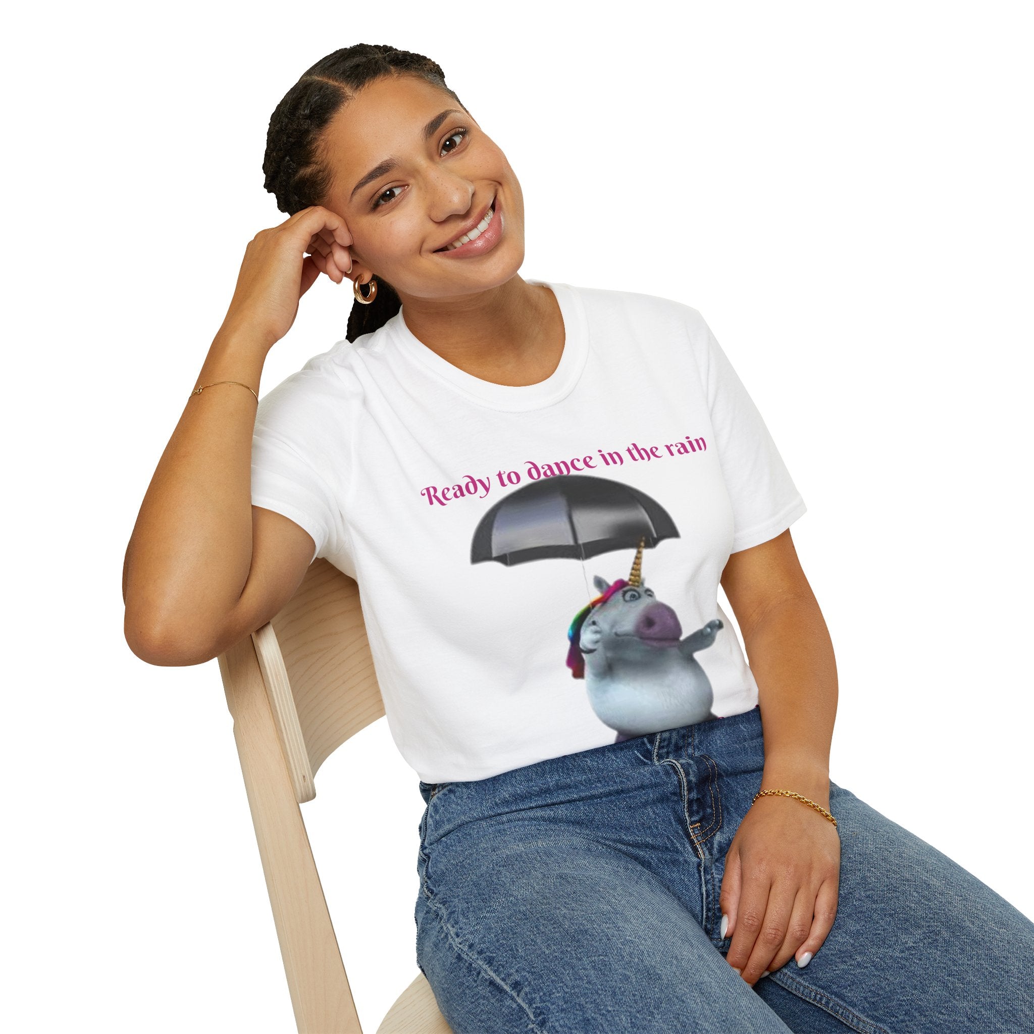 Ready to Dance In The Rain With A Splash Of Style Unicorn Unisex Softstyle T-Shirt
