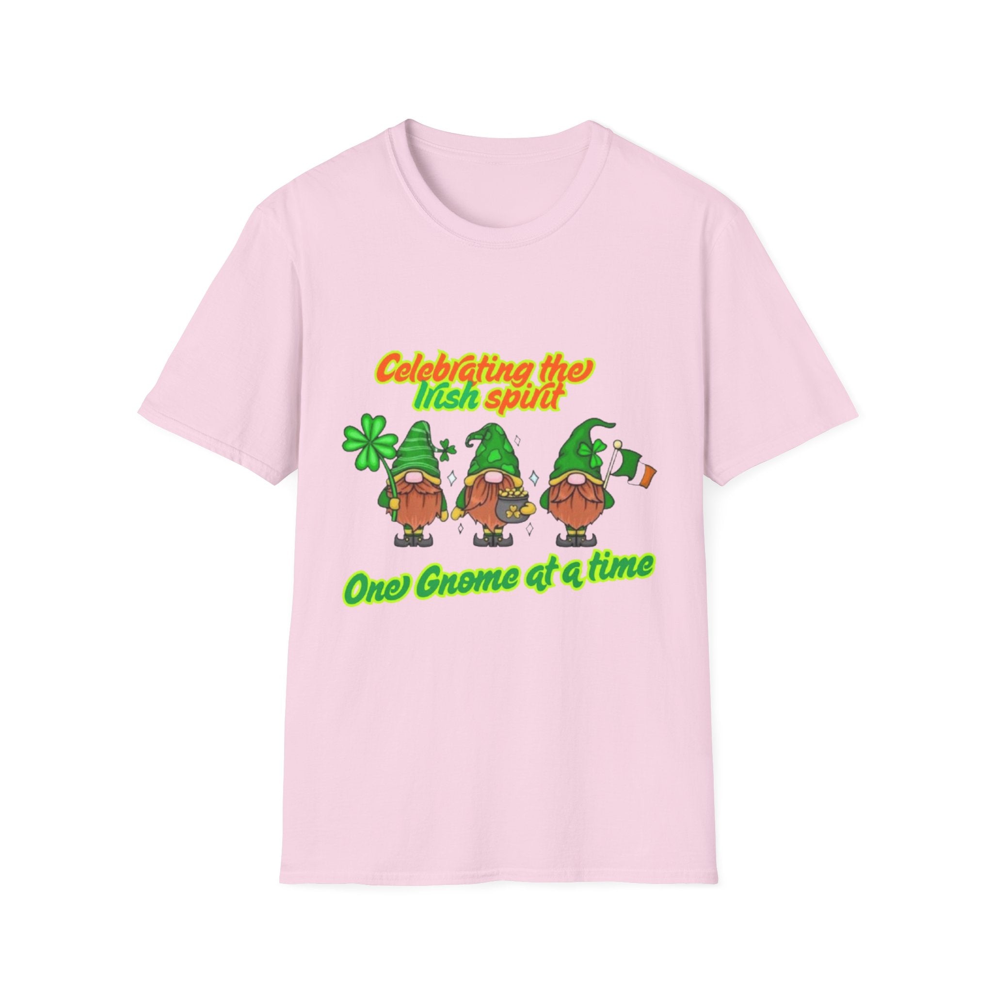 Celebrating the Irish Spirit One Gnome At A Time Unisex Softstyle T-Shirt