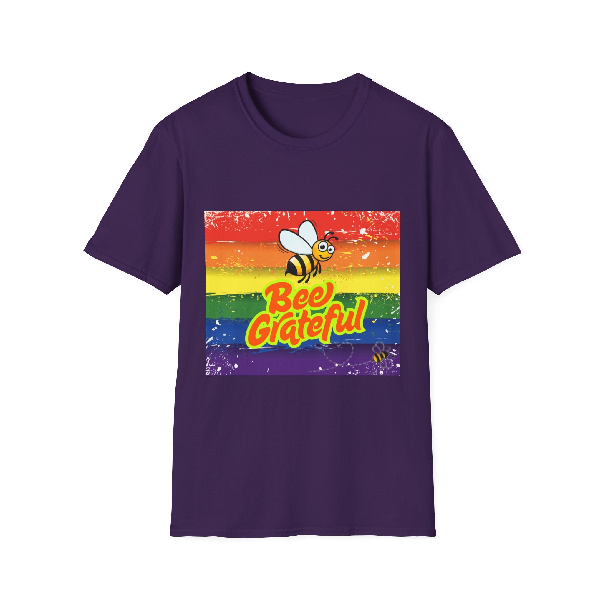 Bee Grateful Rainbow Unisex Softstyle T-Shirt