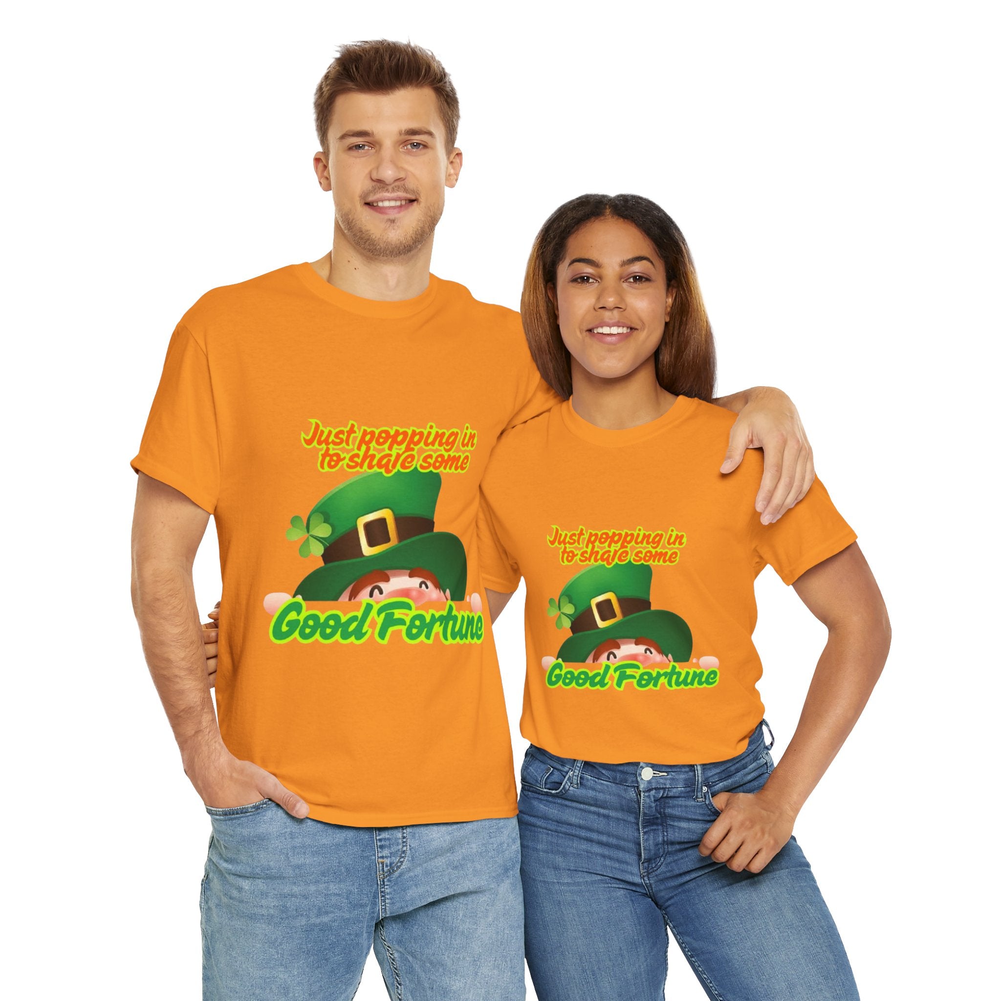 Just Popping In To Share Some Good Fortune Unisex Heavy Cotton T-Shirt