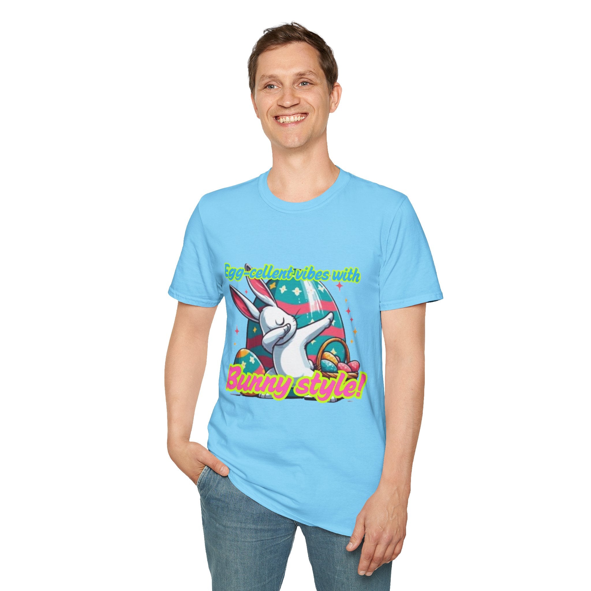 Egg-cellent Vibes With Bunny Style Unisex Softstyle T-Shirt