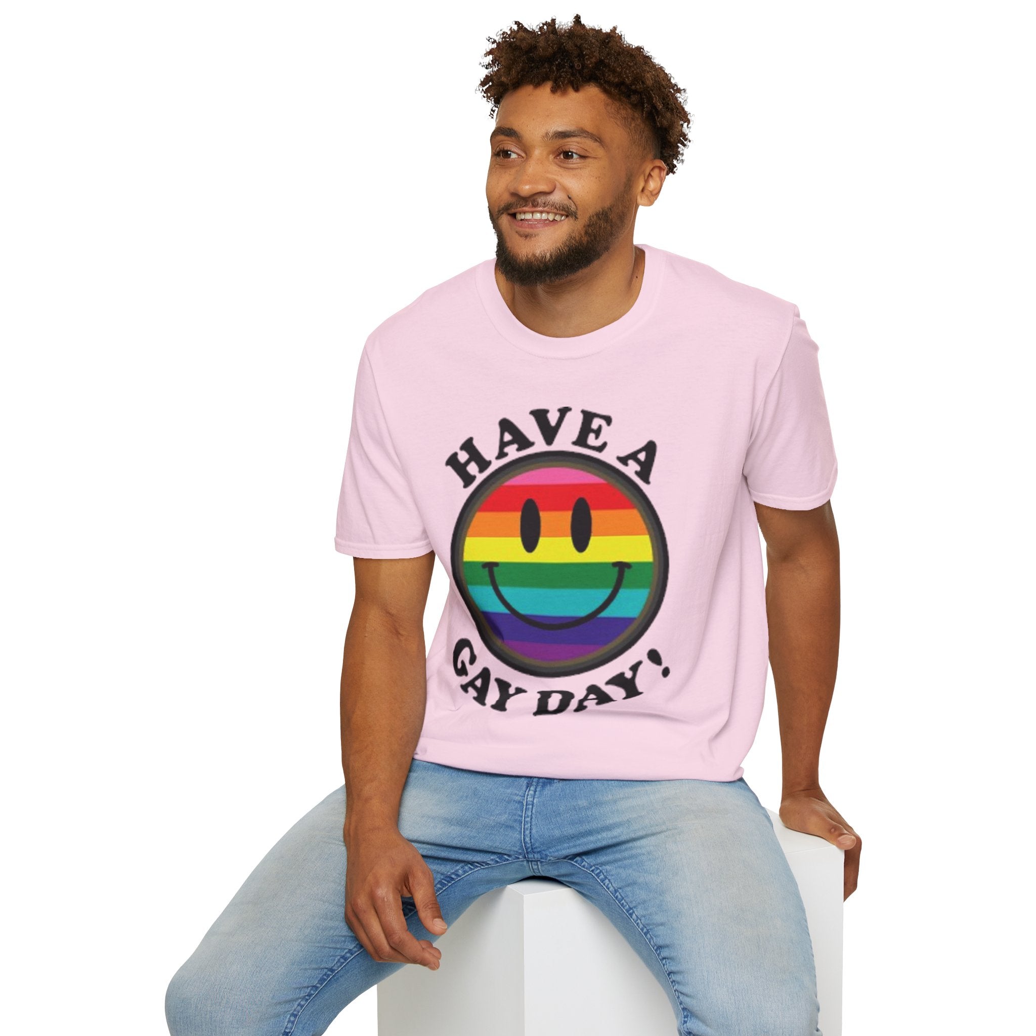 Have A Gay Day Rainbow Smile Unisex Softstyle T-Shirt