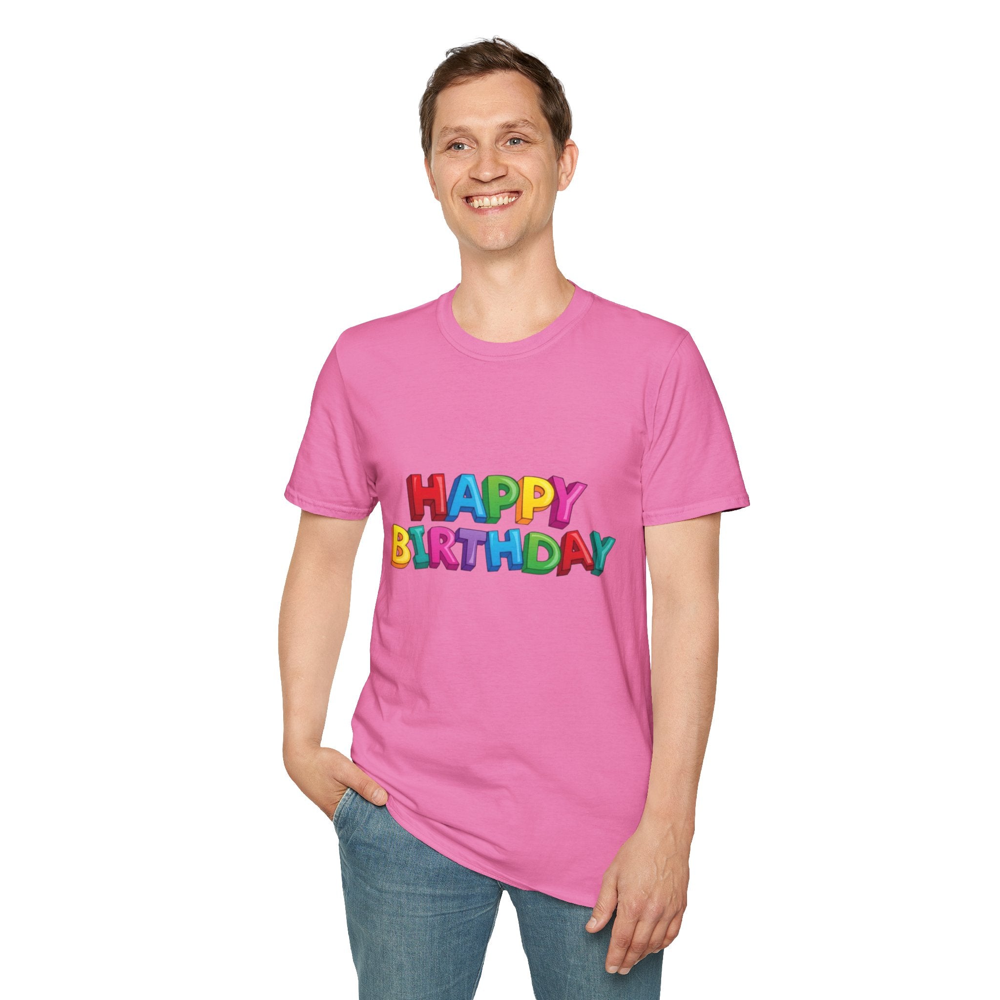 Happy Birthday Unisex Softstyle T-Shirt-Personalize It!