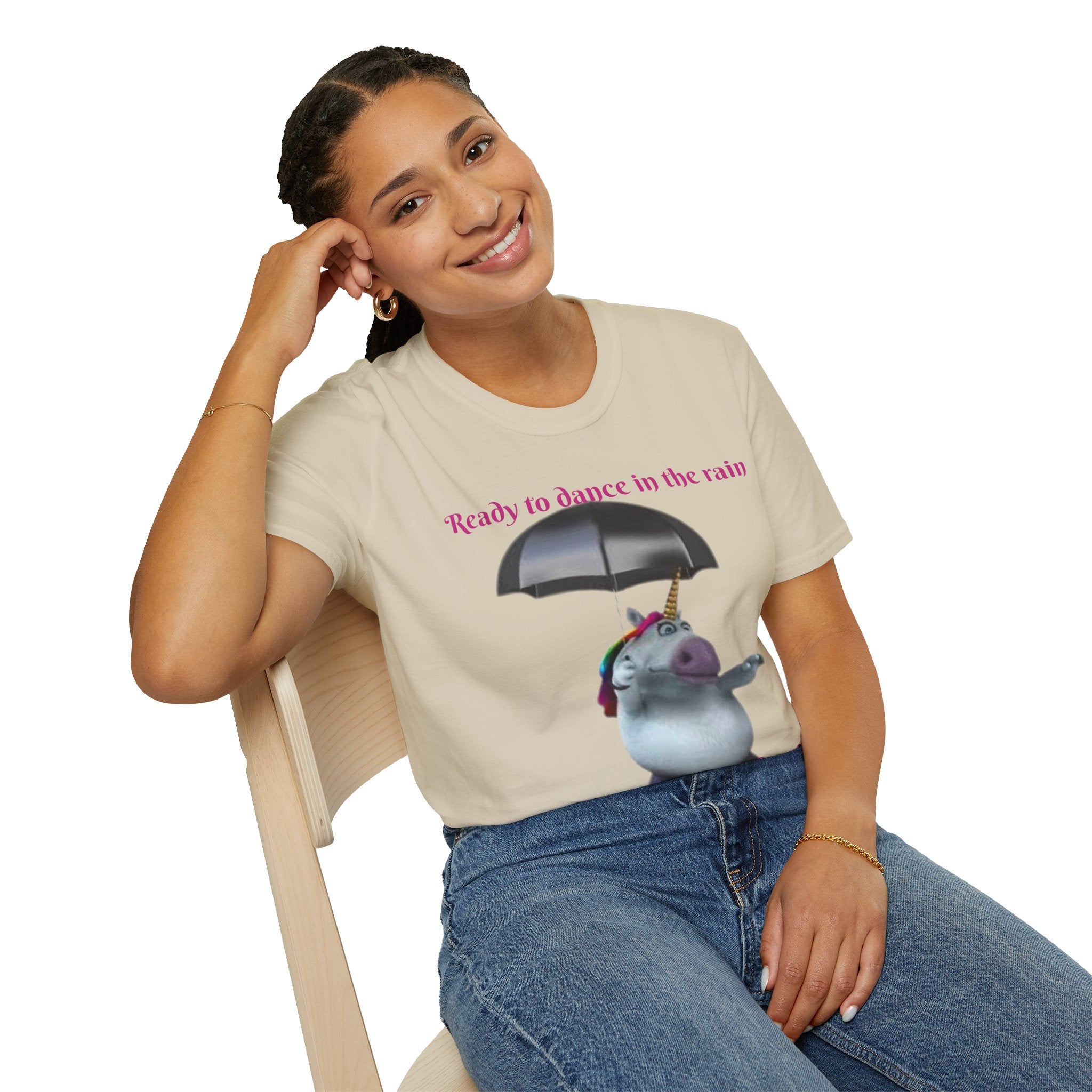 Ready to Dance In The Rain With A Splash Of Style Unicorn Unisex Softstyle T-Shirt