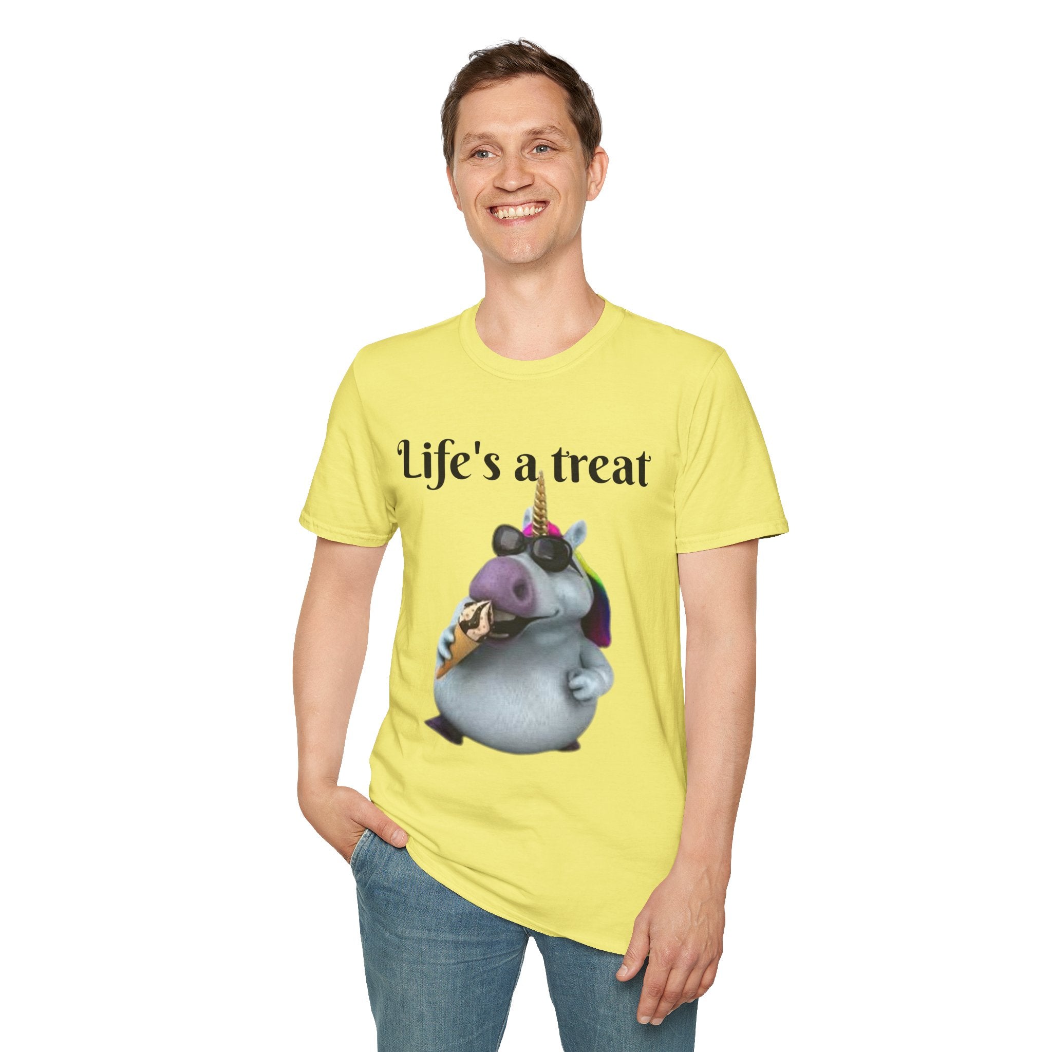 Life's A Treat Unicorn Unisex Softstyle T-Shirt