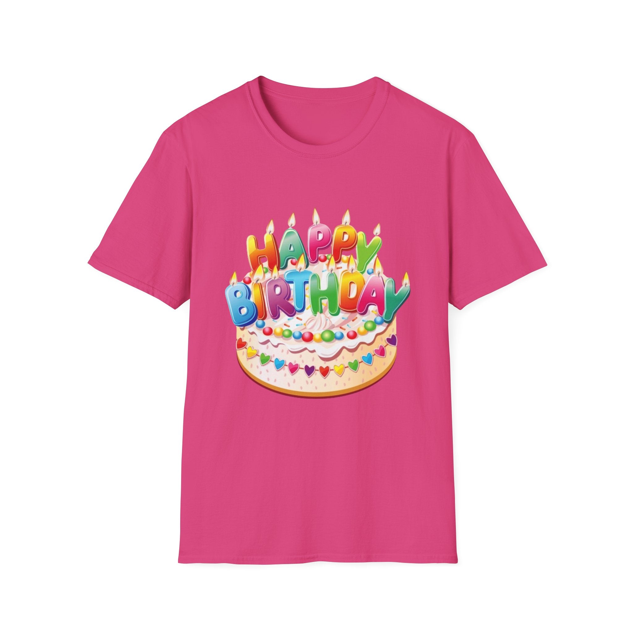 Happy Birthday Cake Unisex Softstyle T-Shirt-Personalize It!