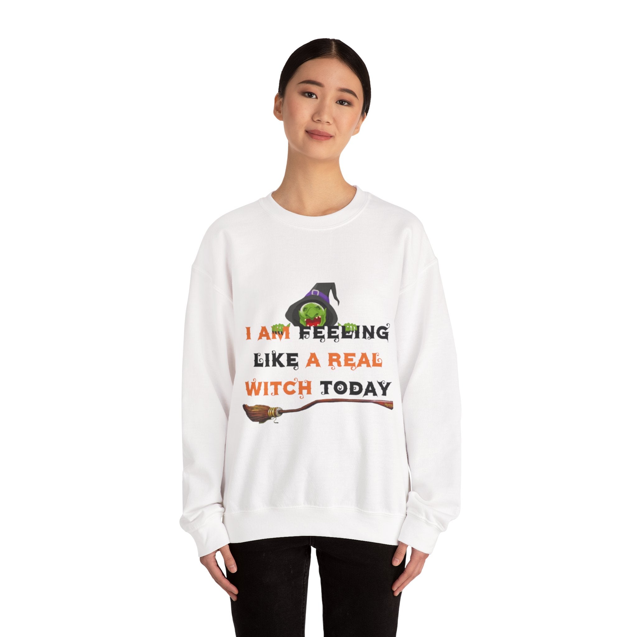 I Am Feeling Like A Real Witch Today Unisex Heavy Blend™ Crewneck Sweatshirt