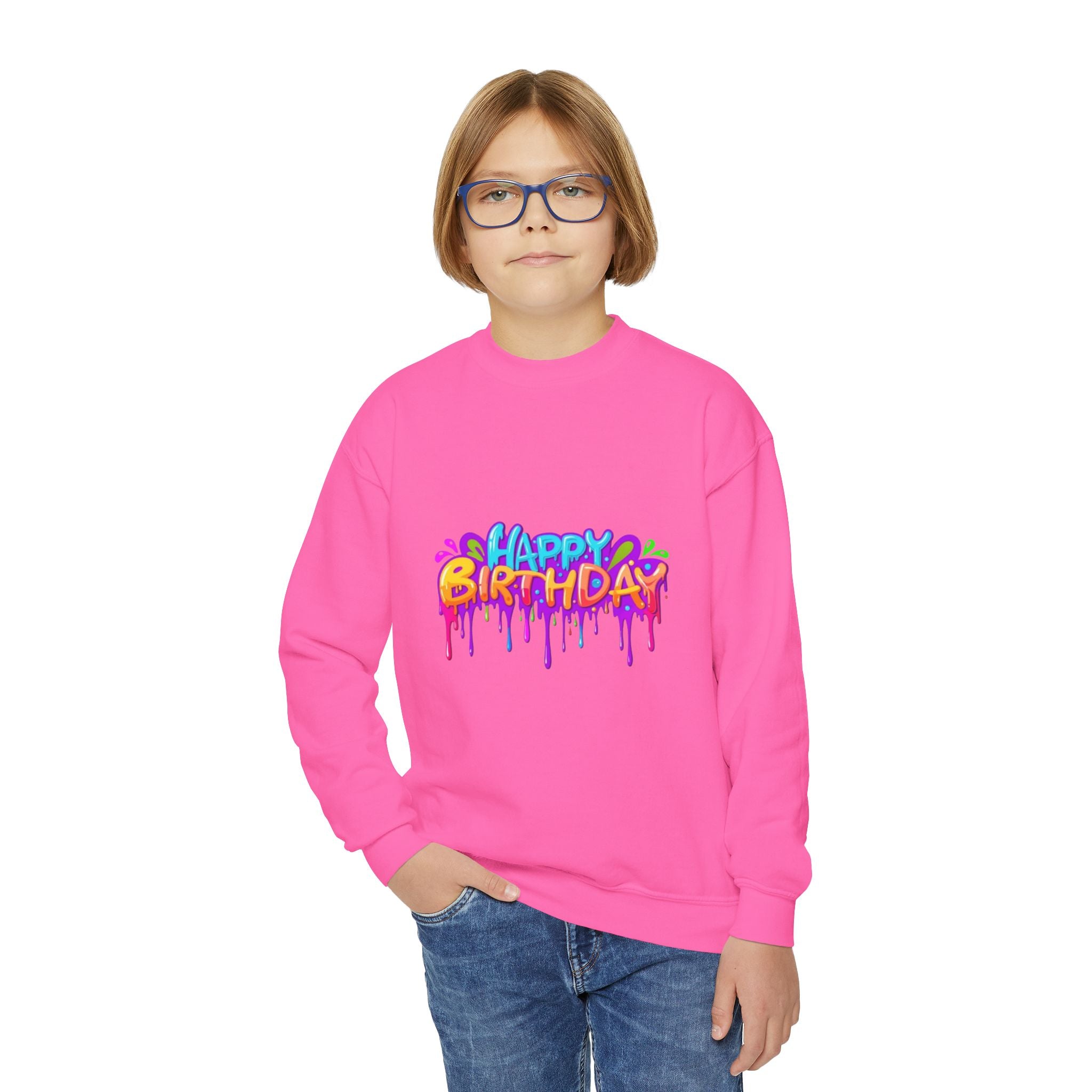Happy Birthday Youth Crewneck Sweatshirt Personalize It!