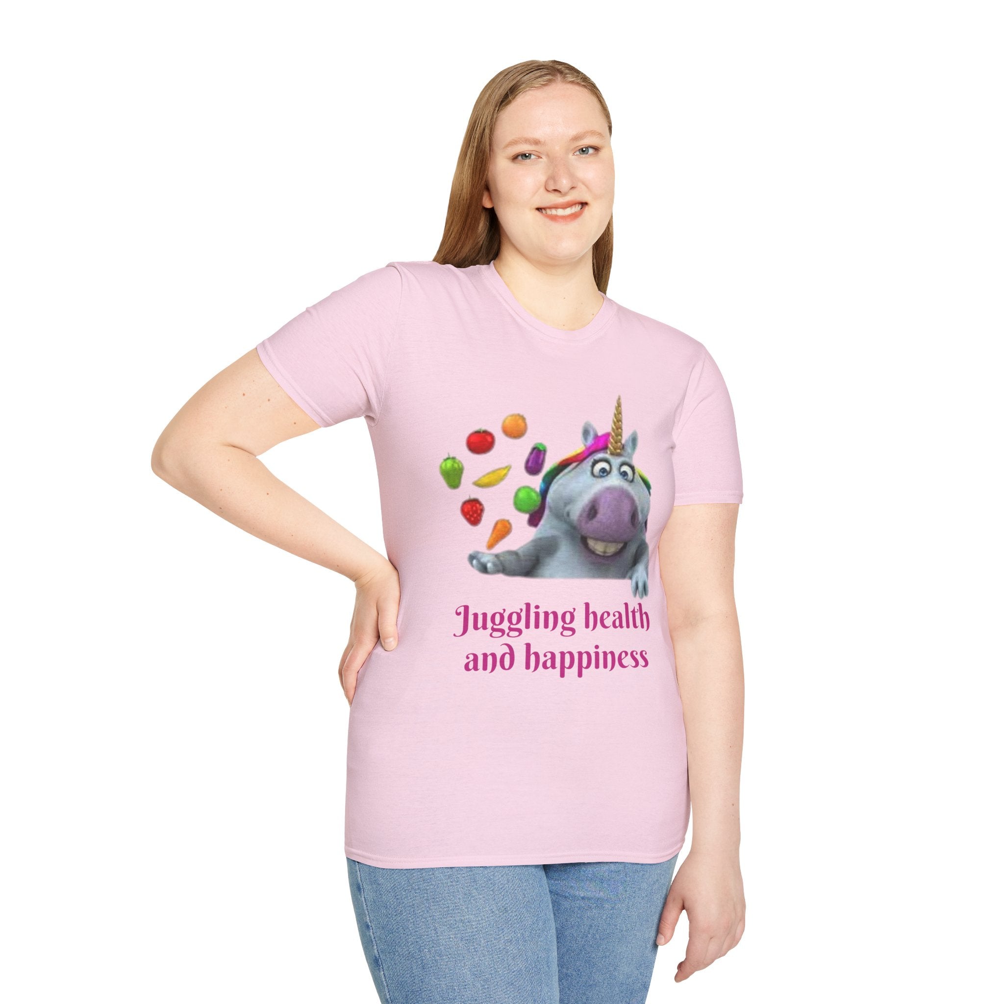 Juggling Health And Happiness Unicorn Unisex Softstyle T-Shirt