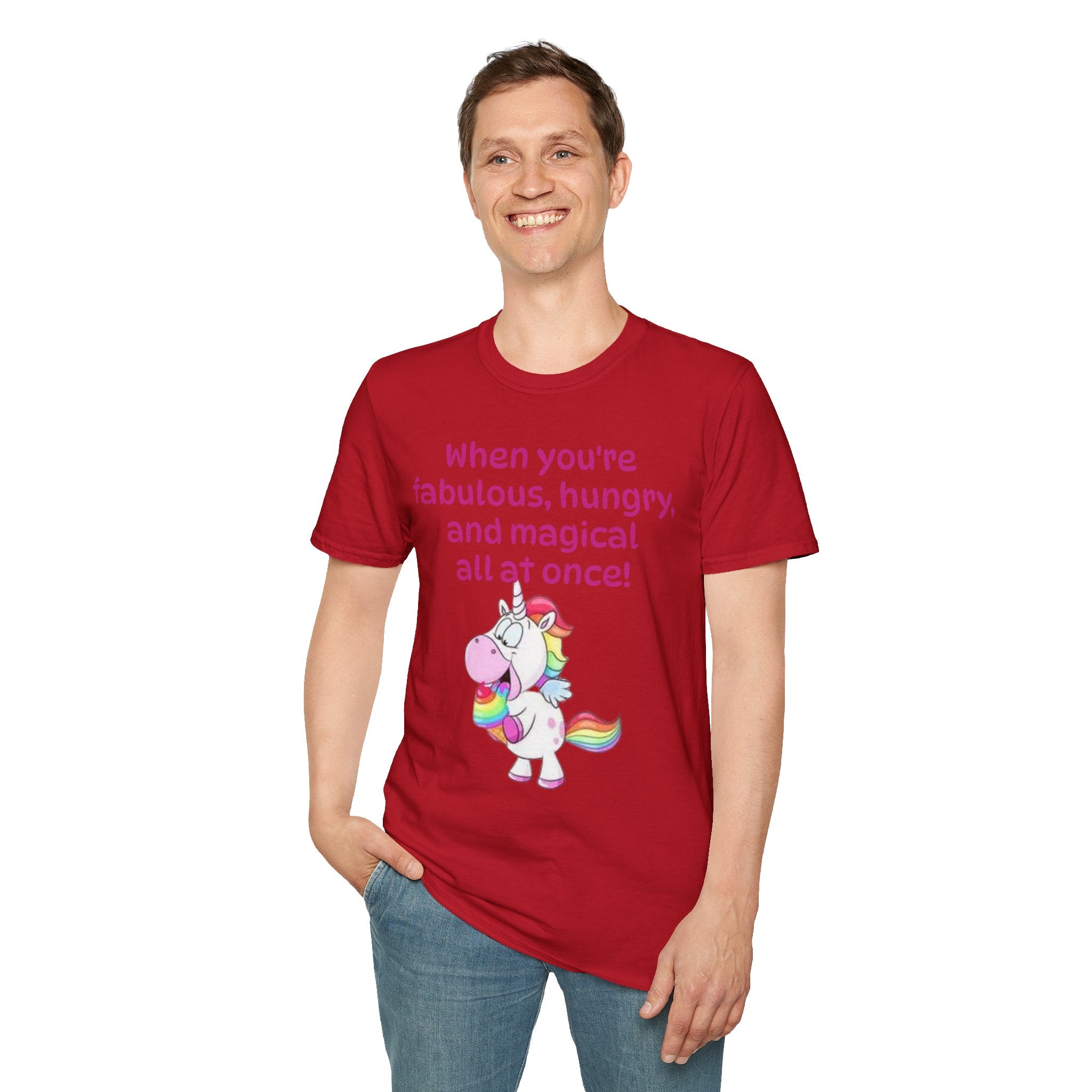 When You're Fabulous, Hungry, And Magical All At Once! Unicorn Unisex Softstyle T-Shirt