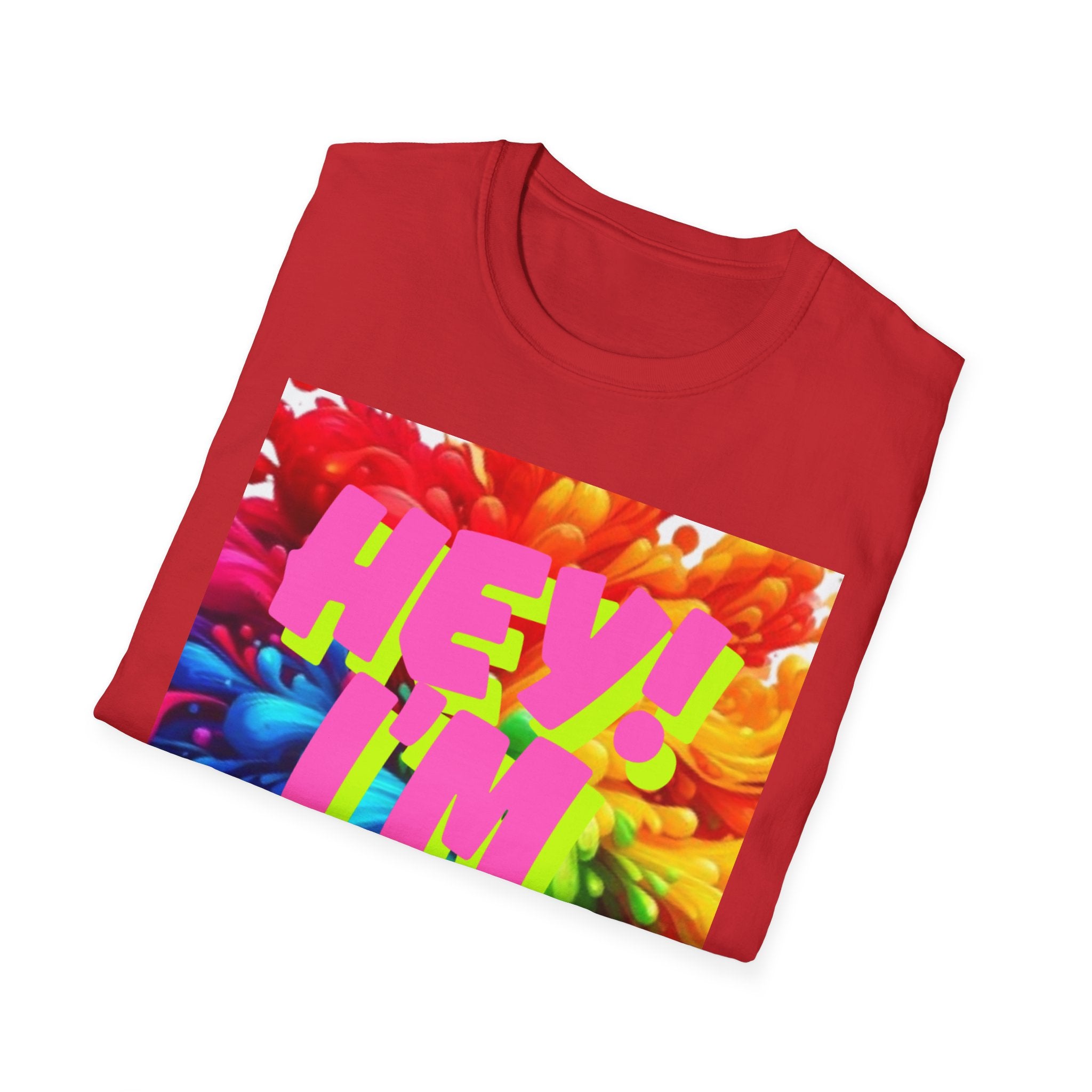 Hey I'm Gay! Heart Unisex Softstyle T-Shirt