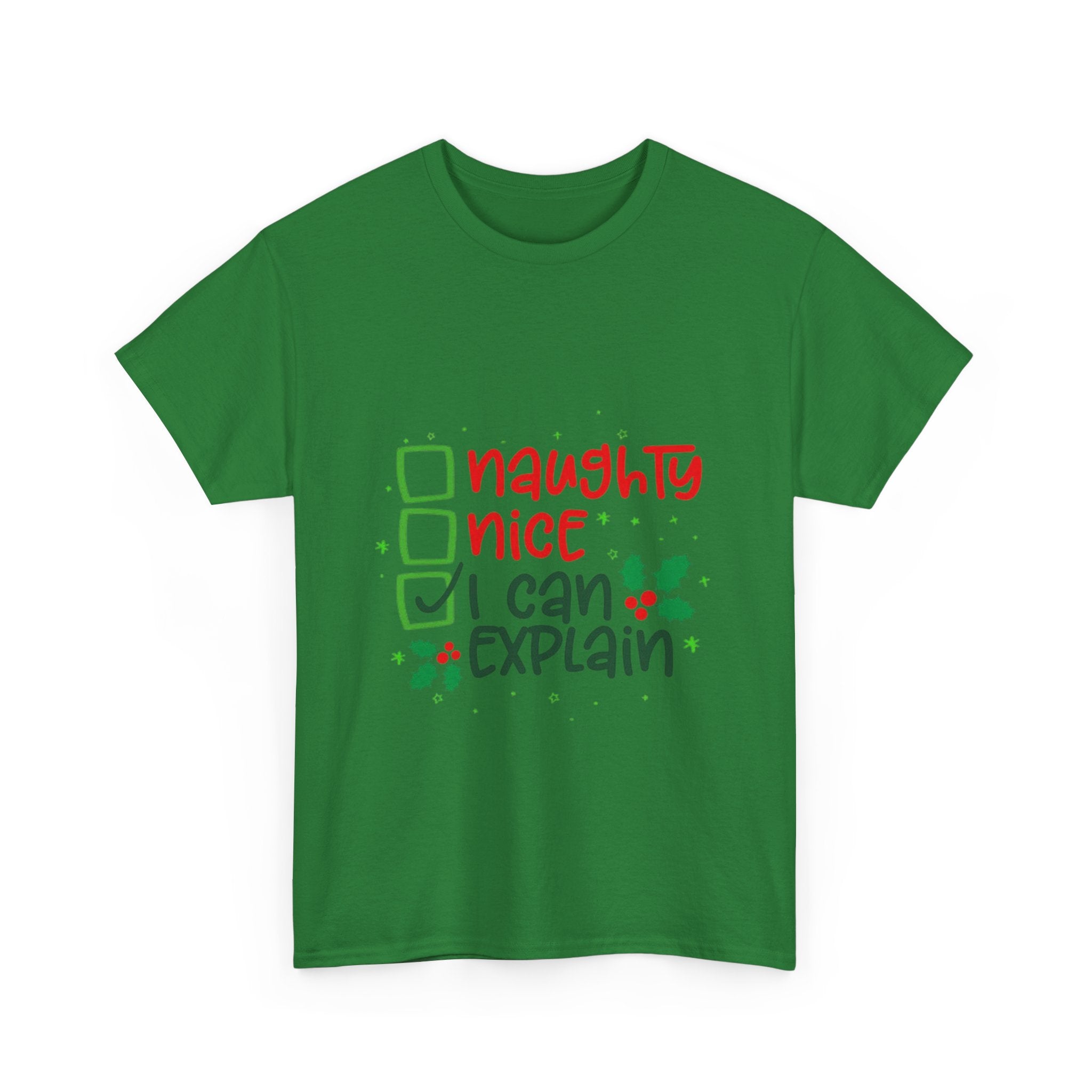 Naughty, Nice, I Can Explain Unisex Heavy Cotton T-Shirt