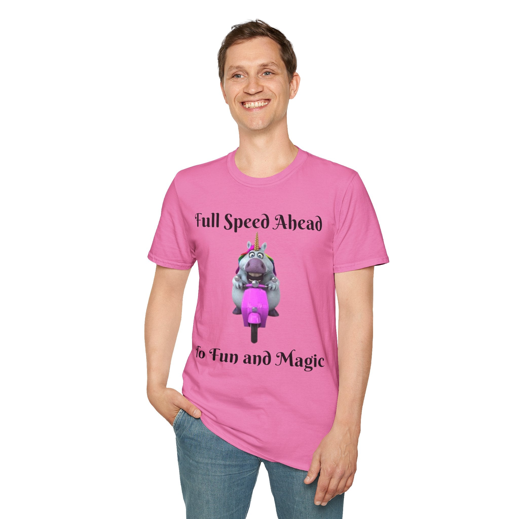 Full Speed Ahead To Fun And Magic Unicorn Unisex Softstyle T-Shirt