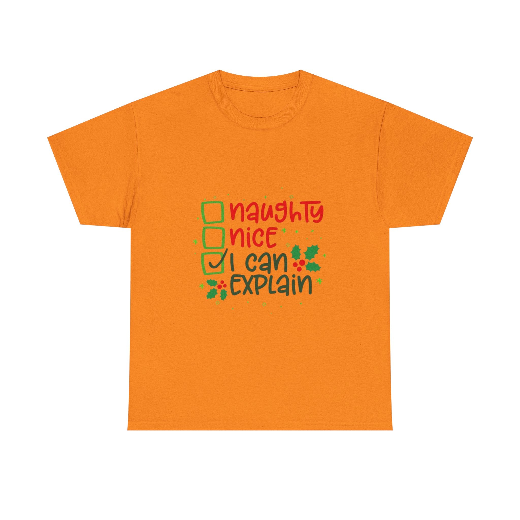 Naughty, Nice, I Can Explain Unisex Heavy Cotton T-Shirt