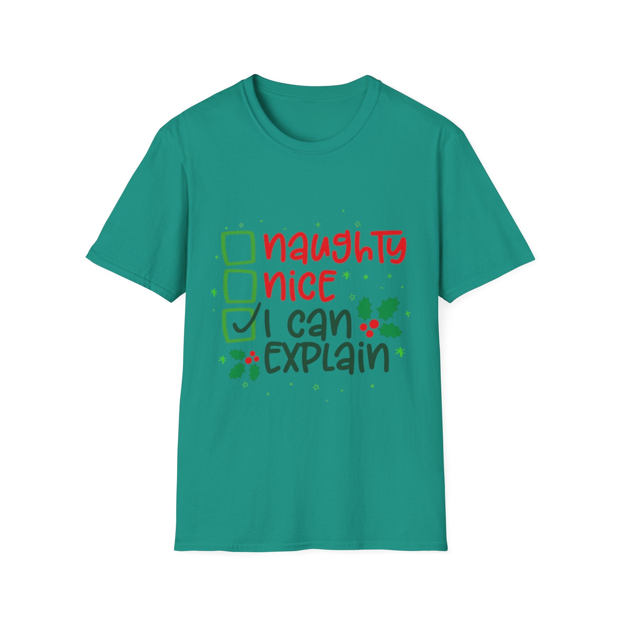Naughty, Nice, I Can Explain Unisex Softstyle T-Shirt