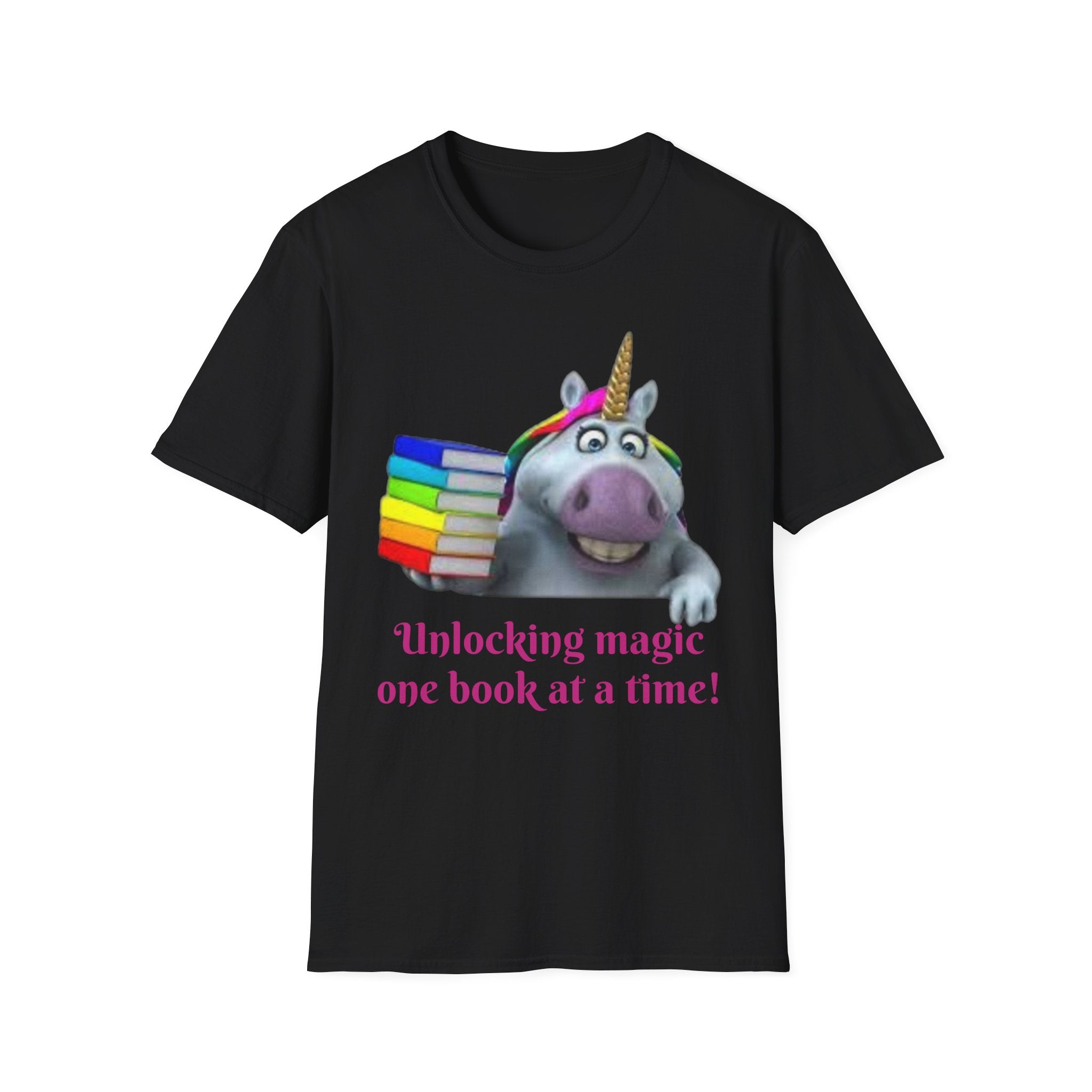 Unlocking Magic, One Book At A Time! Unicorn Unisex Softstyle T-Shirt