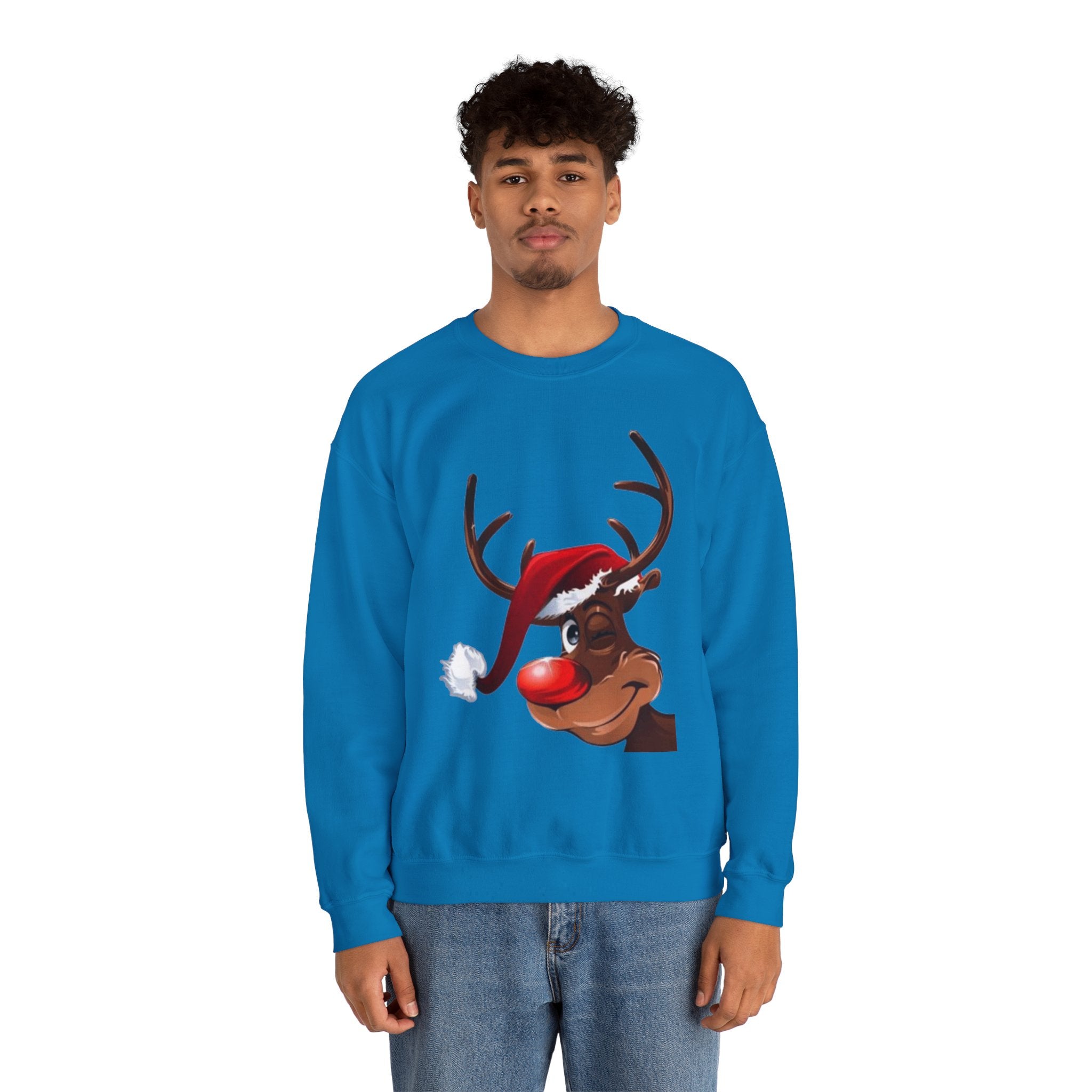 Festive Reindeer Unisex Heavy Blend™ Crewneck Sweatshirt