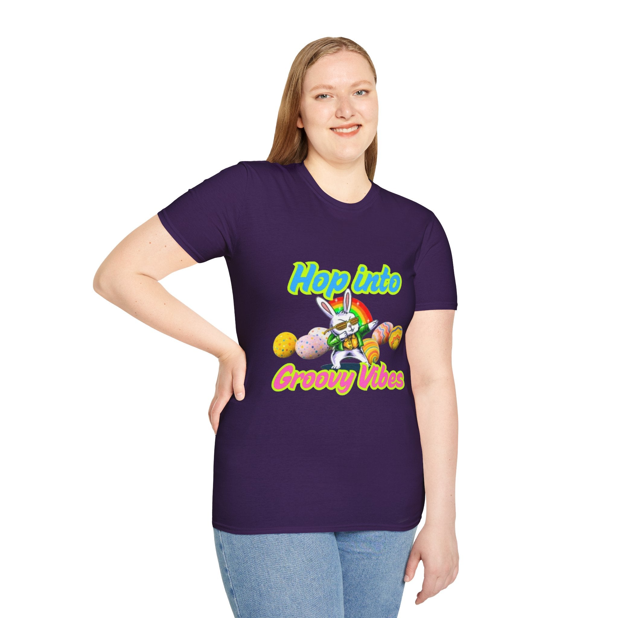 Hop Into Groovy Vibes Bunny Unisex Softstyle T-Shirt